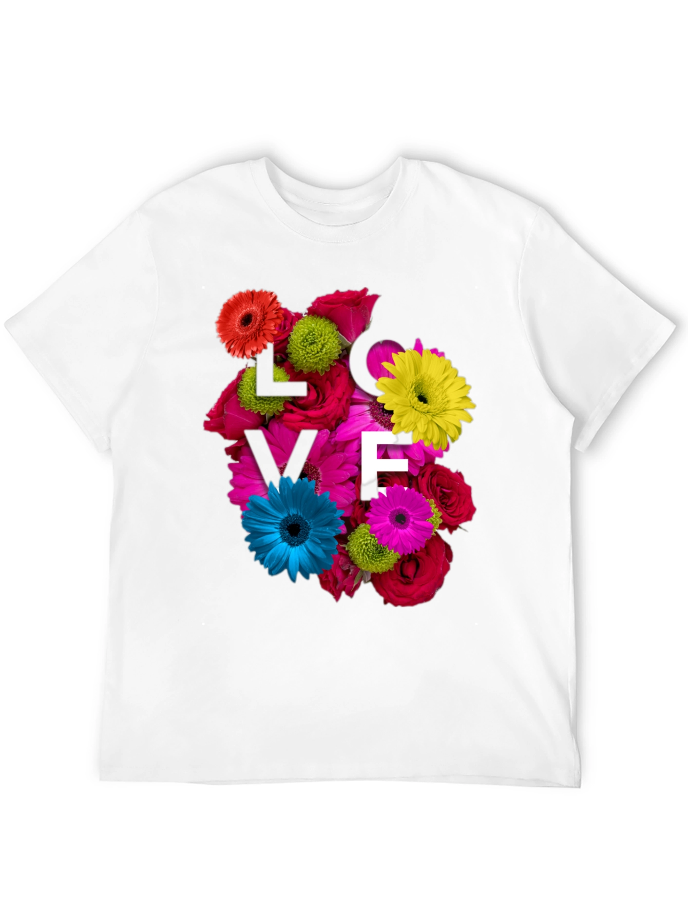Camiseta Negra con Diseño Floral LOVE