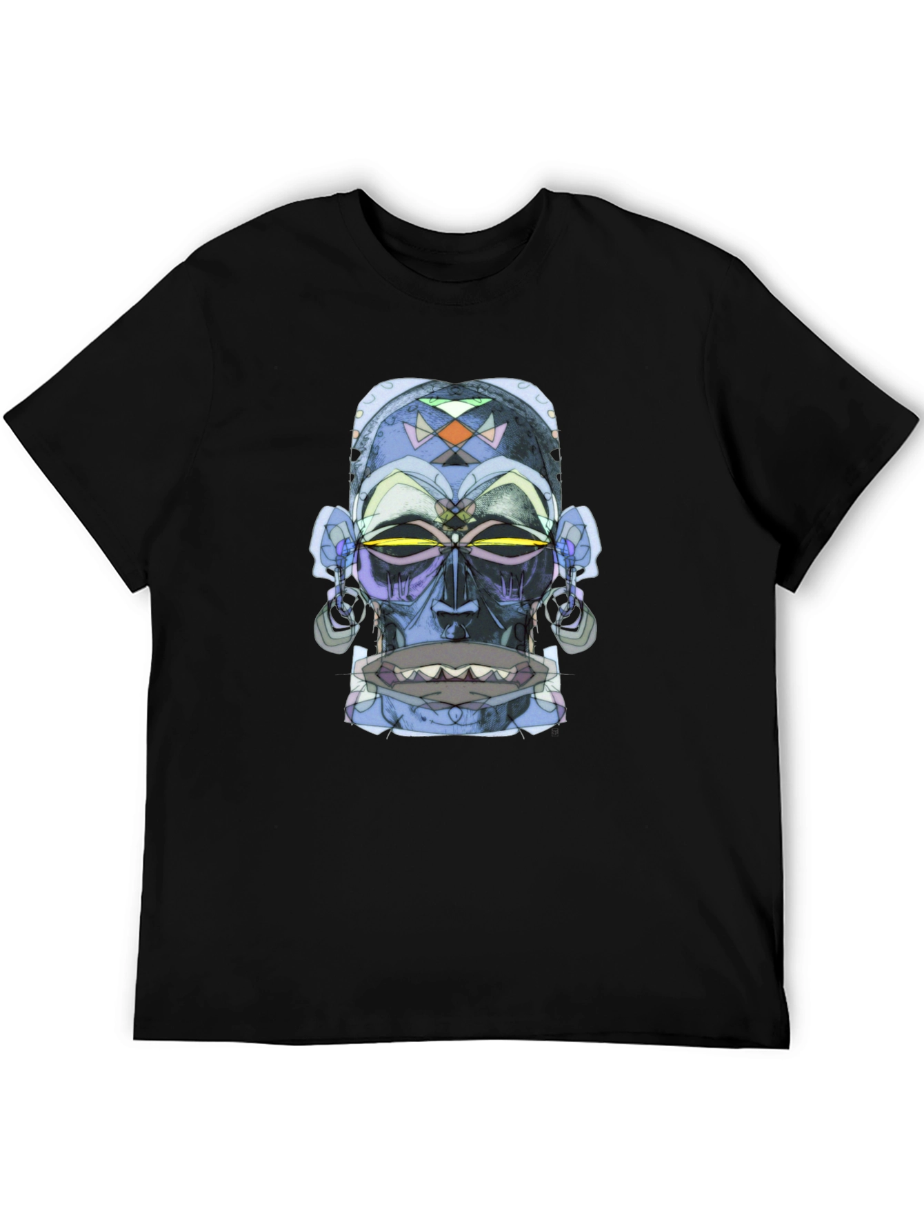 Camiseta Negra con Diseño Abstracto Tribal