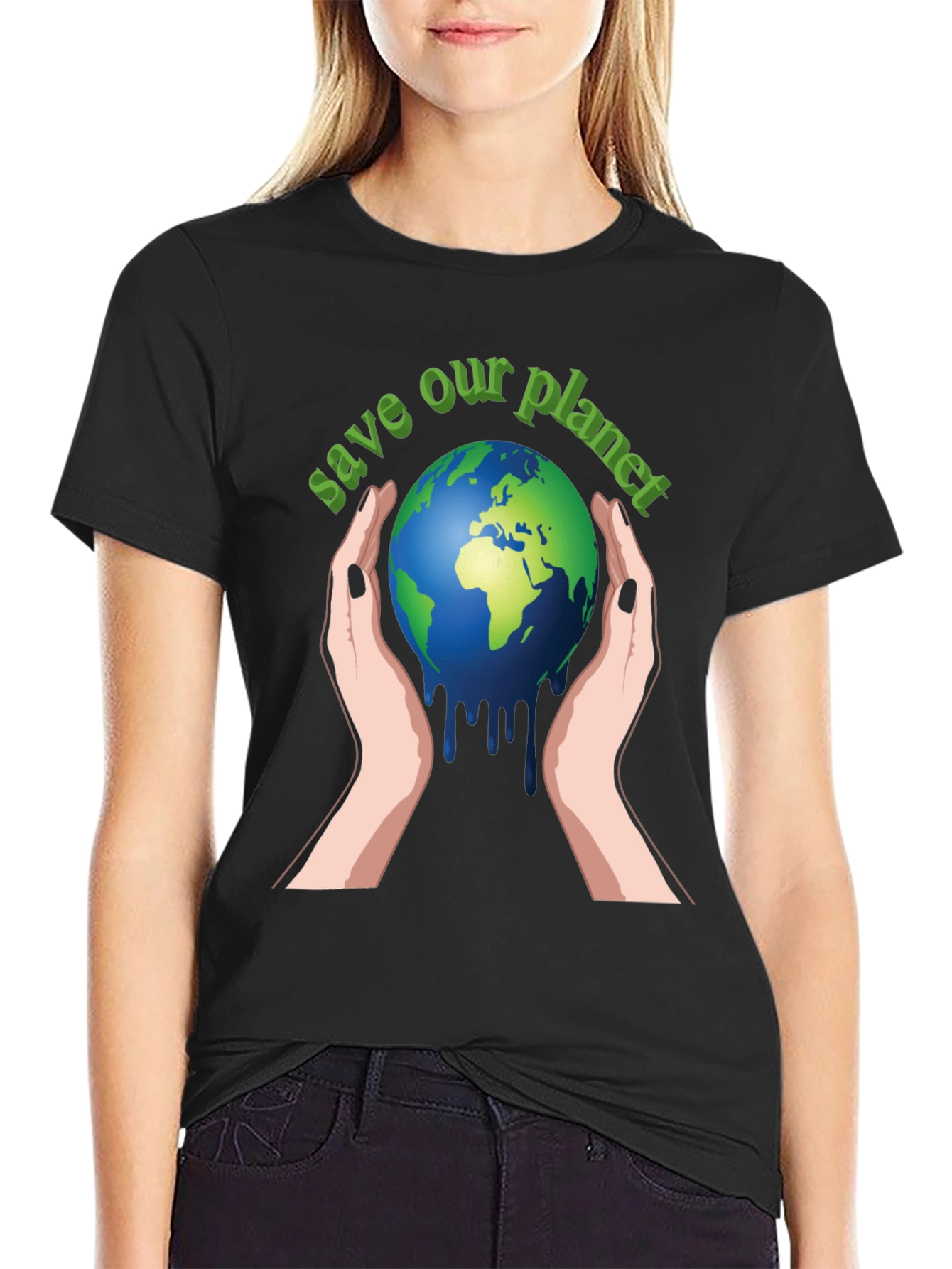 Camiseta Negra Salva Nuestro Planeta