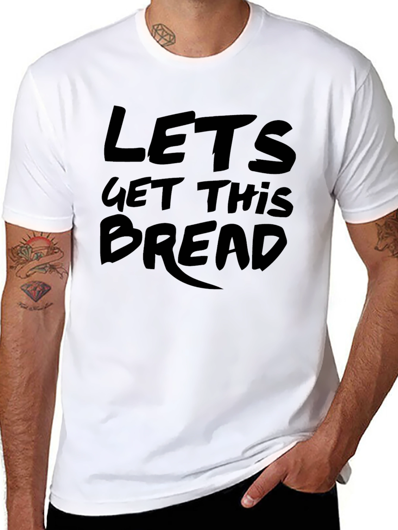 Camiseta Negra con Estampado Lets Get This Bread
