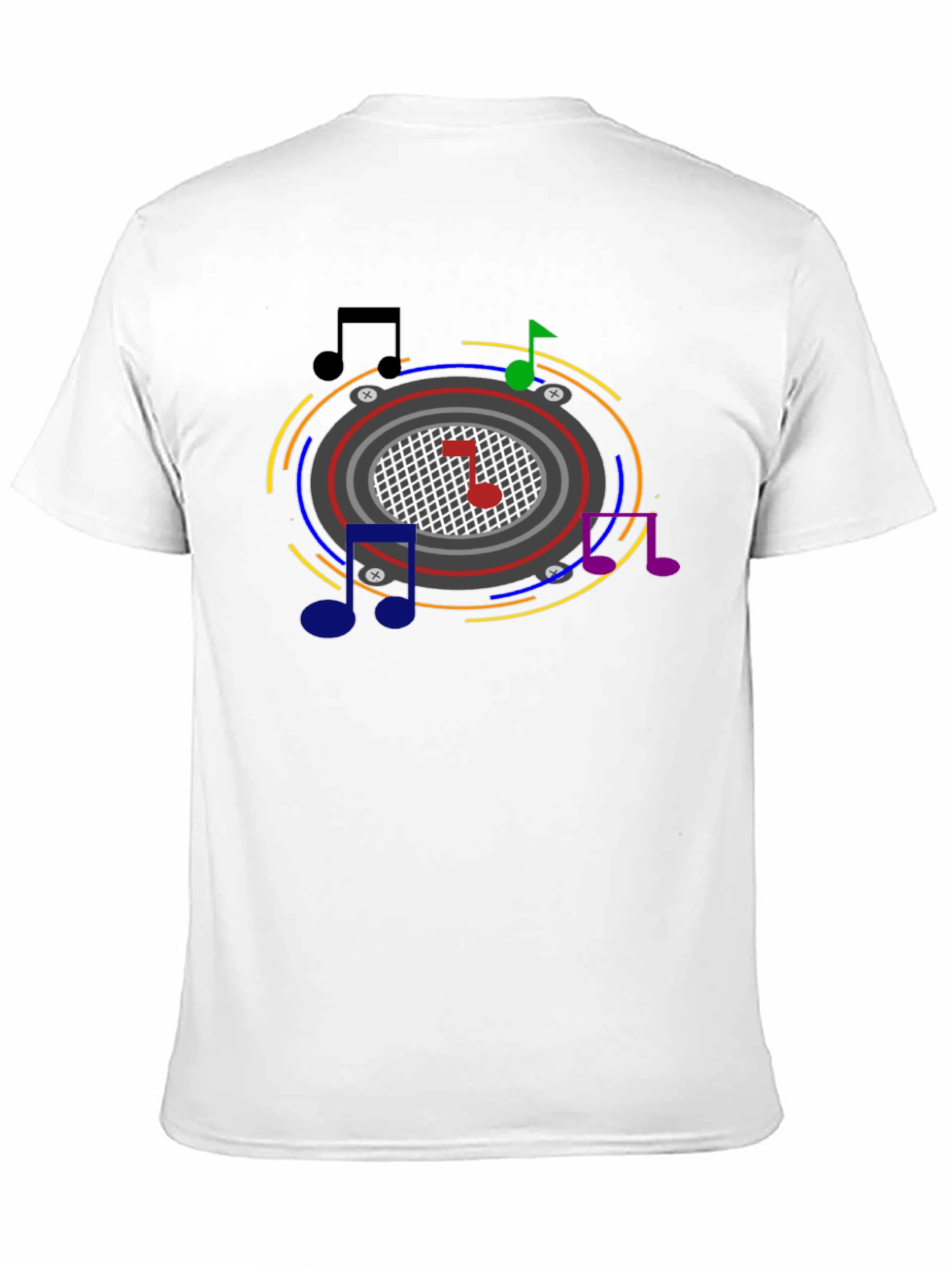 Camiseta Negra con Diseño Musical Abstracto