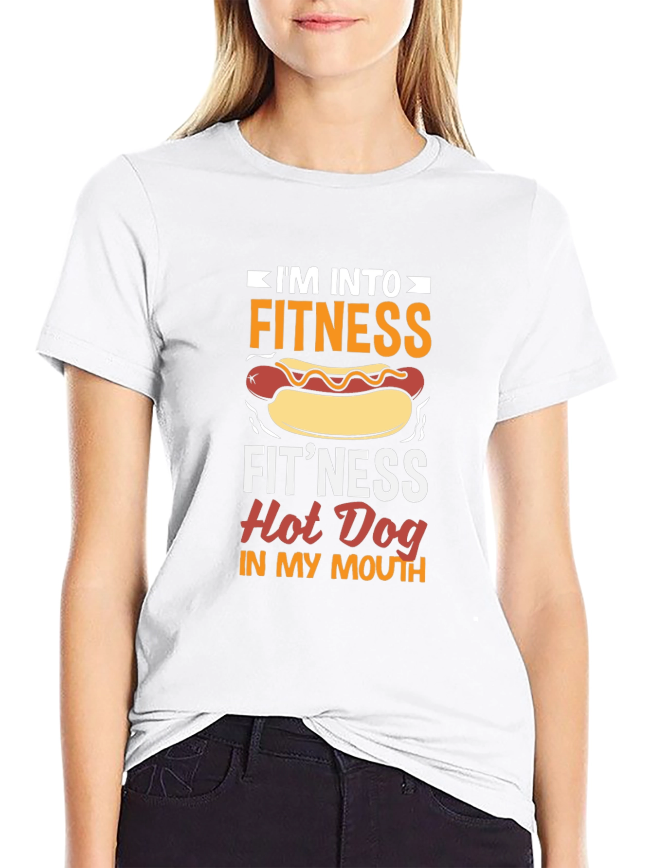 Camiseta Negra Divertida Fitness Hot Dog