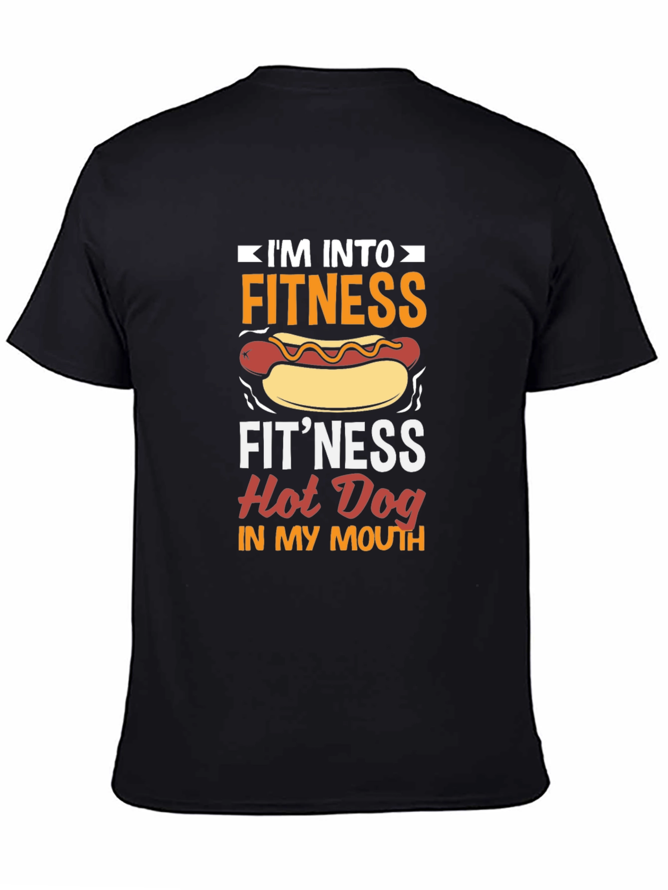 Camiseta Negra Divertida Fitness Hot Dog