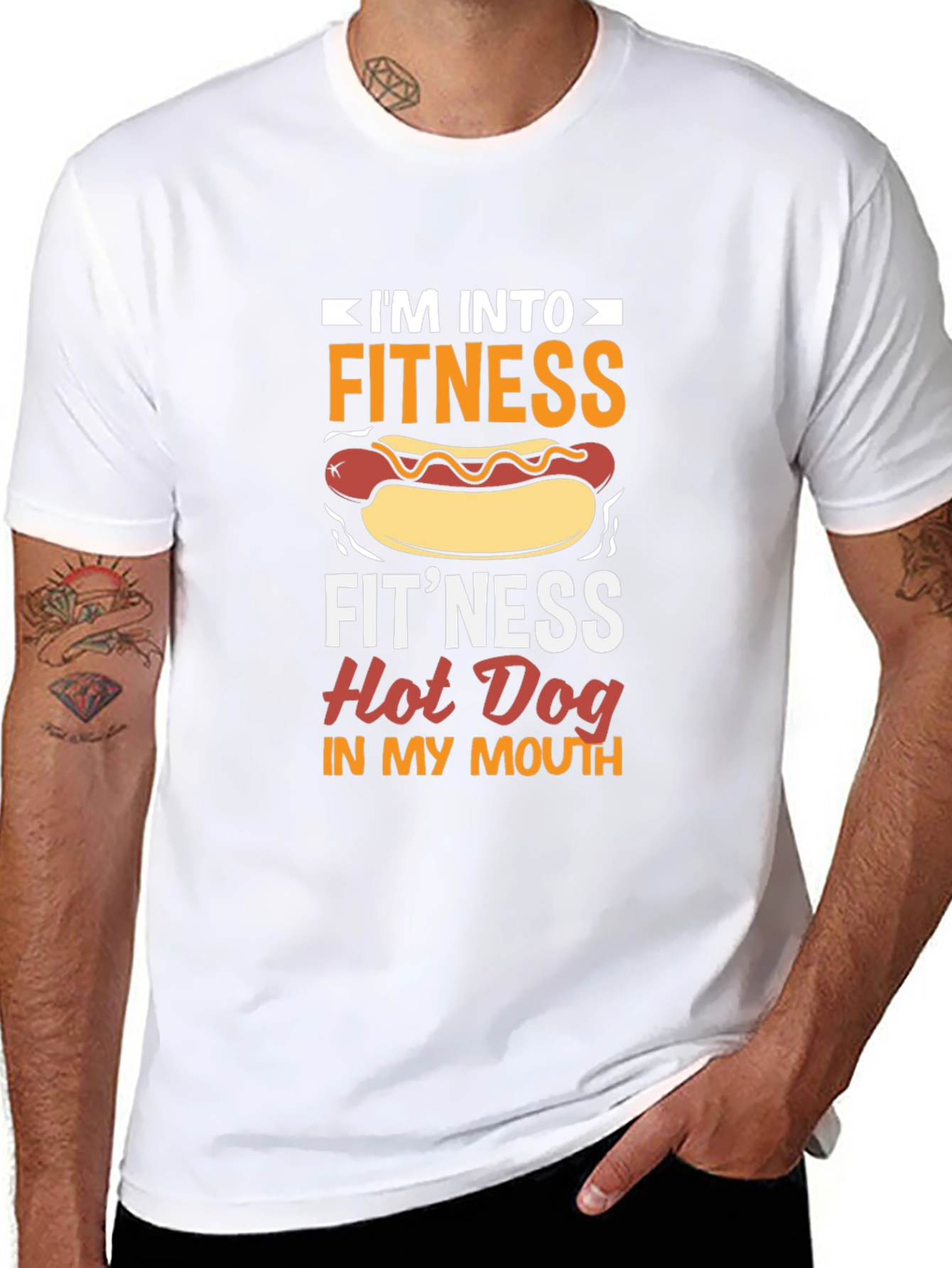 Camiseta Negra Divertida Fitness Hot Dog