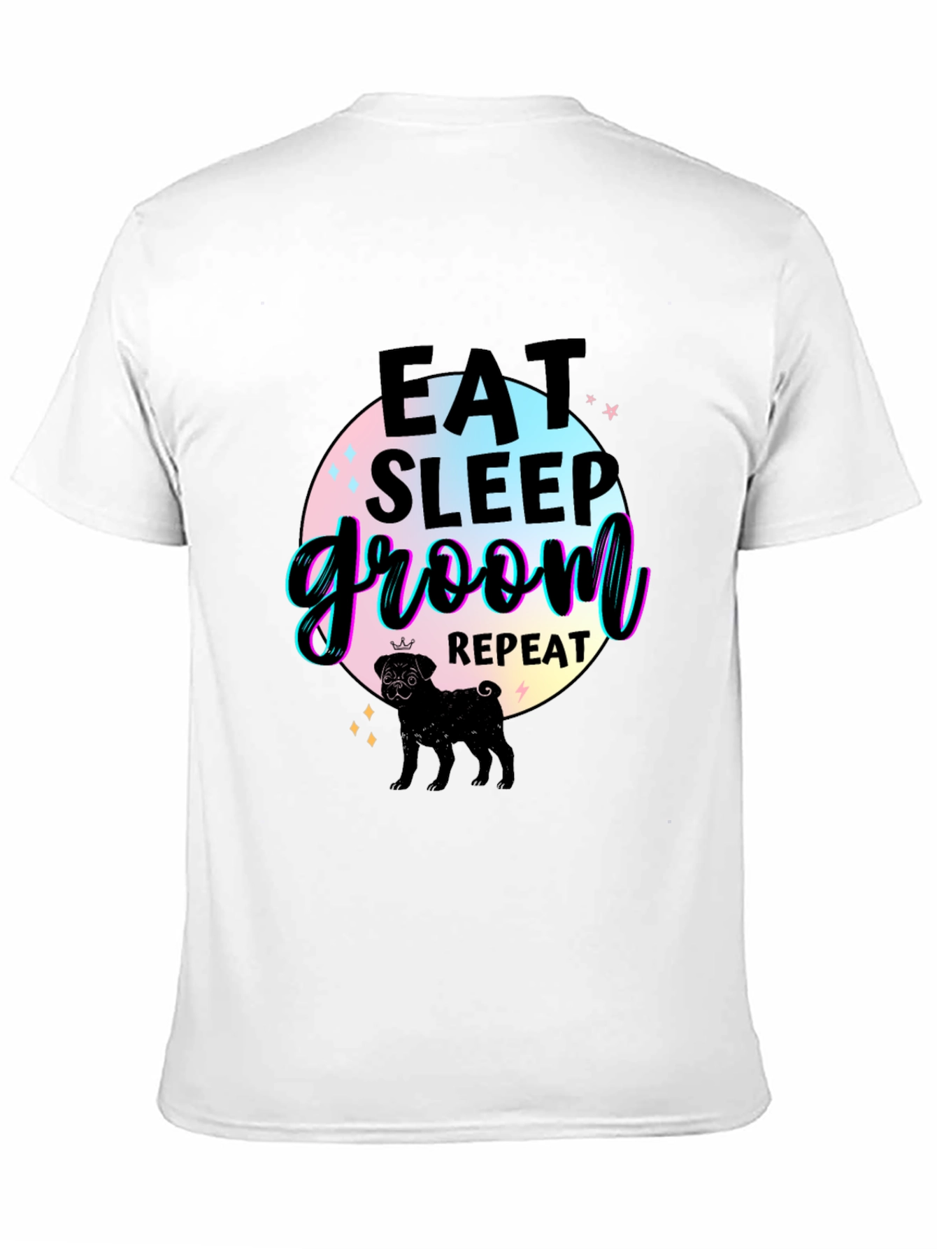 Camiseta Negra Comer Dormir Asear Repetir con Pug