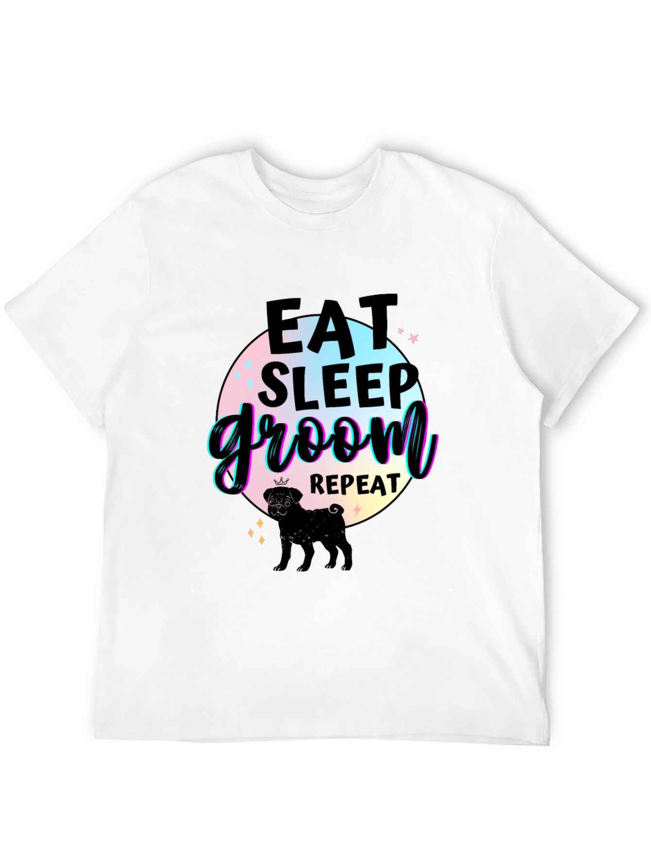 Camiseta Negra Comer Dormir Asear Repetir con Pug
