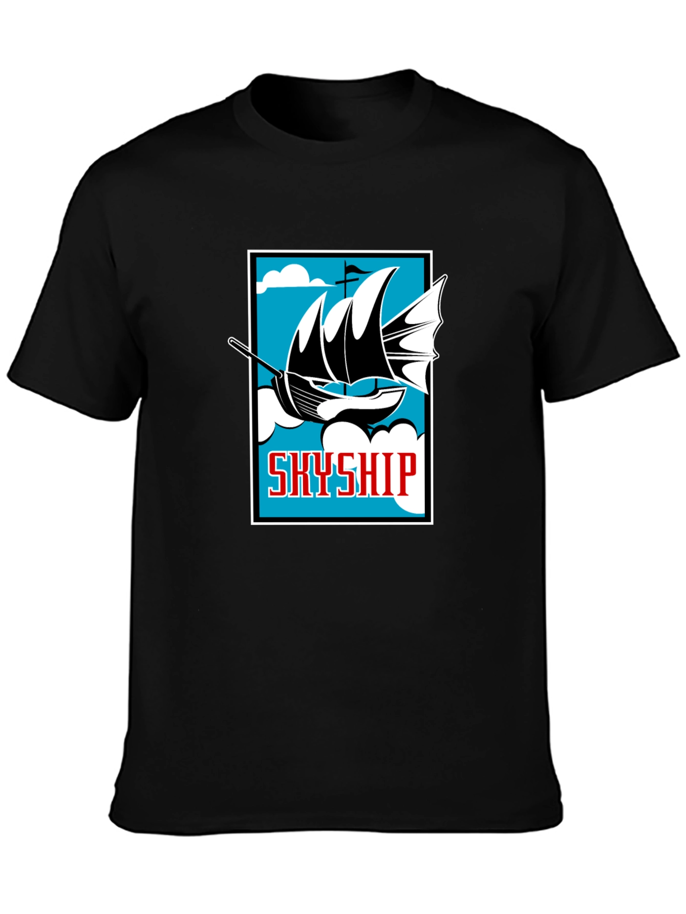 Camiseta Negra Estampada Skyship