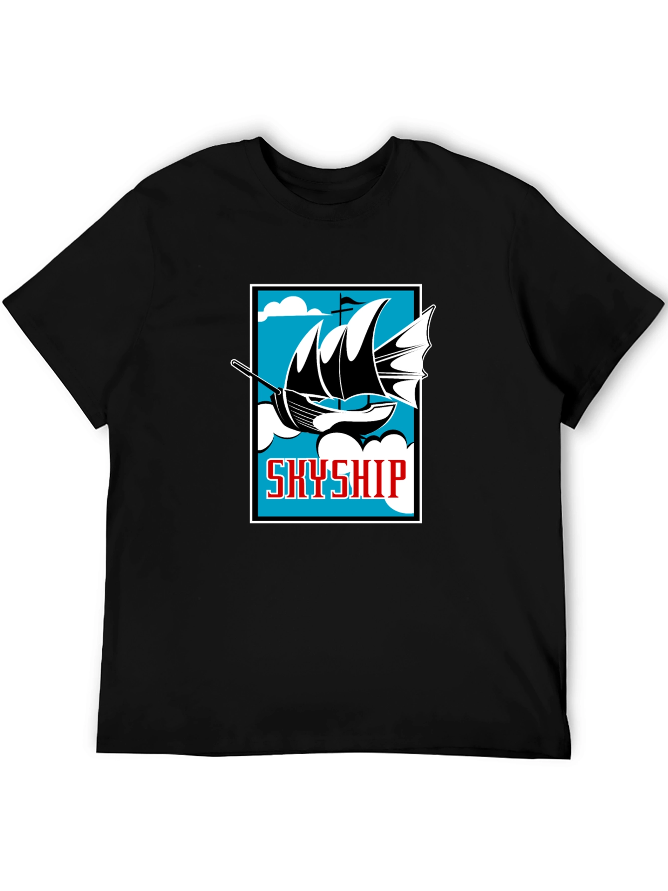 Camiseta Negra Estampada Skyship