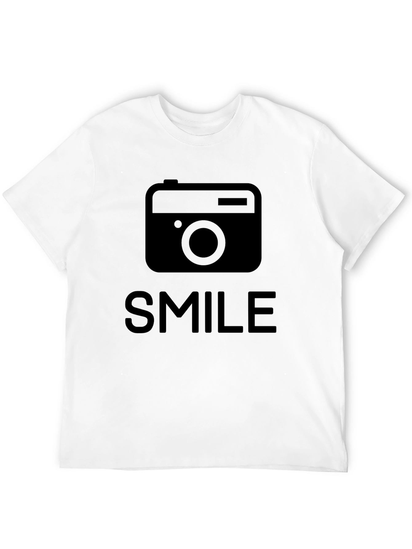 Camiseta Negra con Diseño de Cámara y SMILE