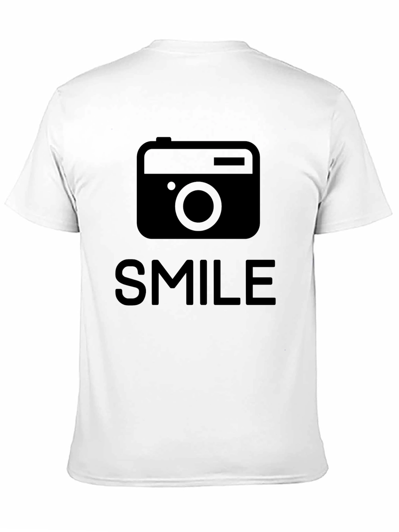 Camiseta Negra con Diseño de Cámara y SMILE