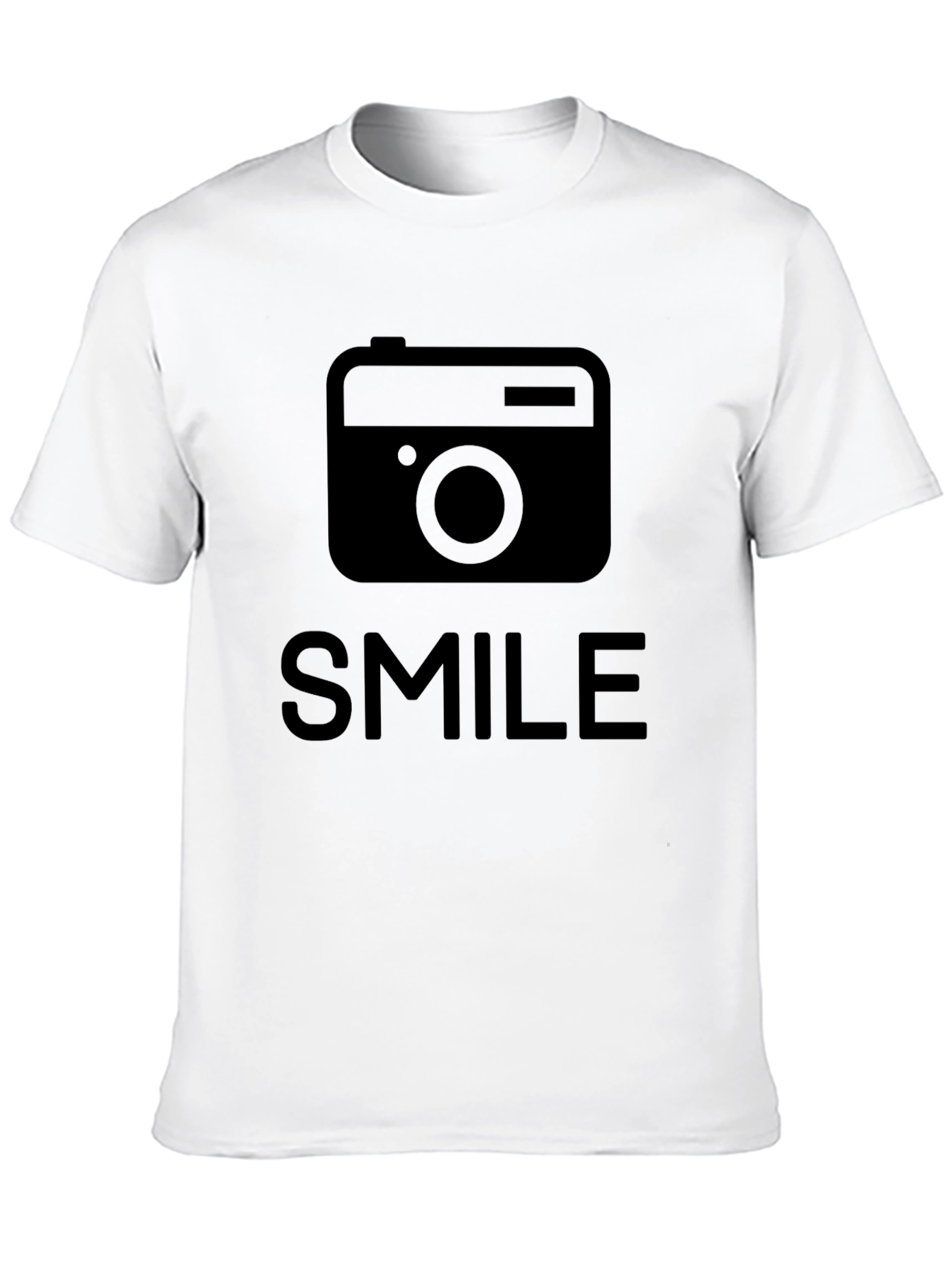 Camiseta Negra con Diseño de Cámara y SMILE