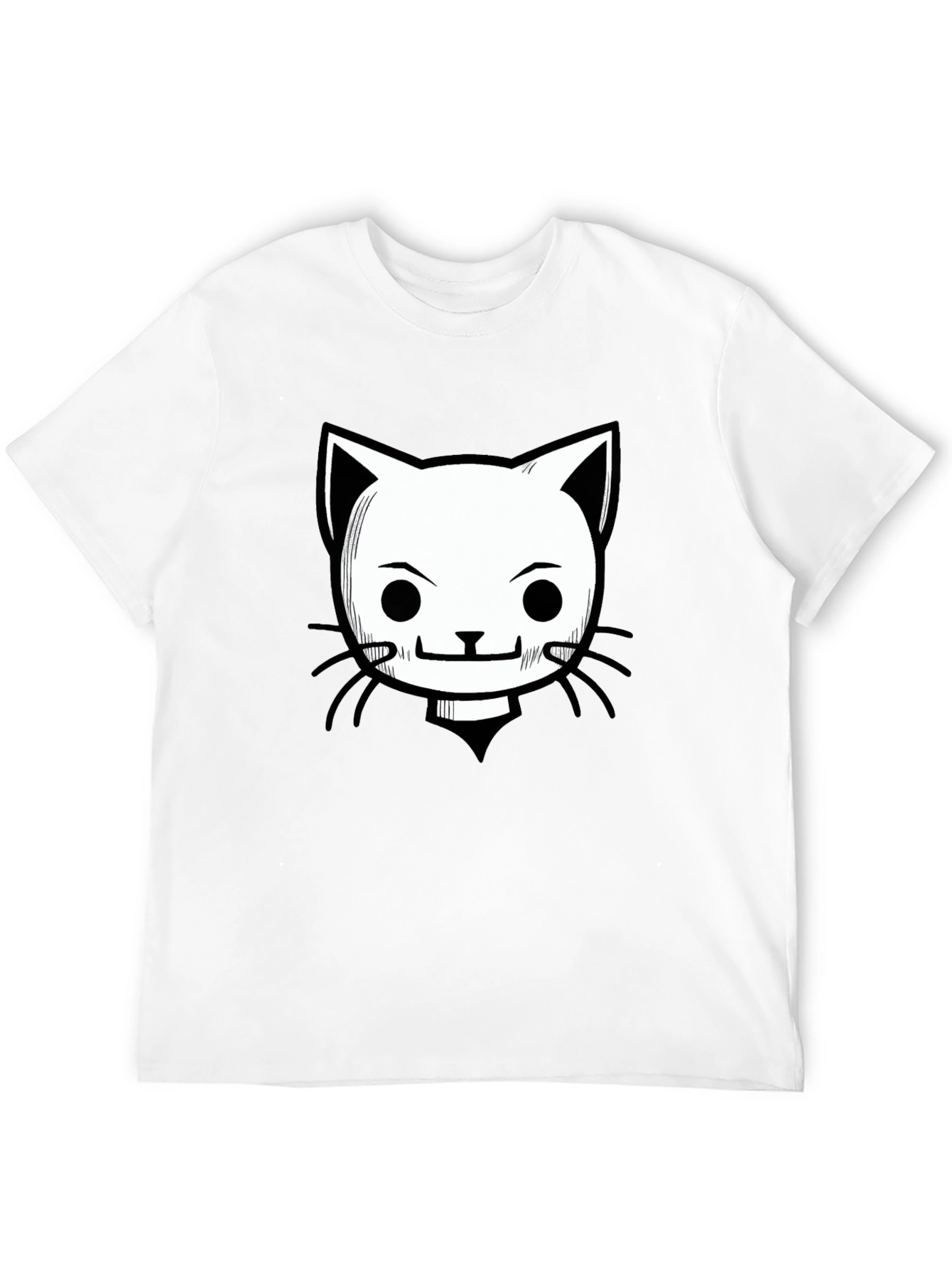 Camiseta Negra con Diseño de Gato Animado