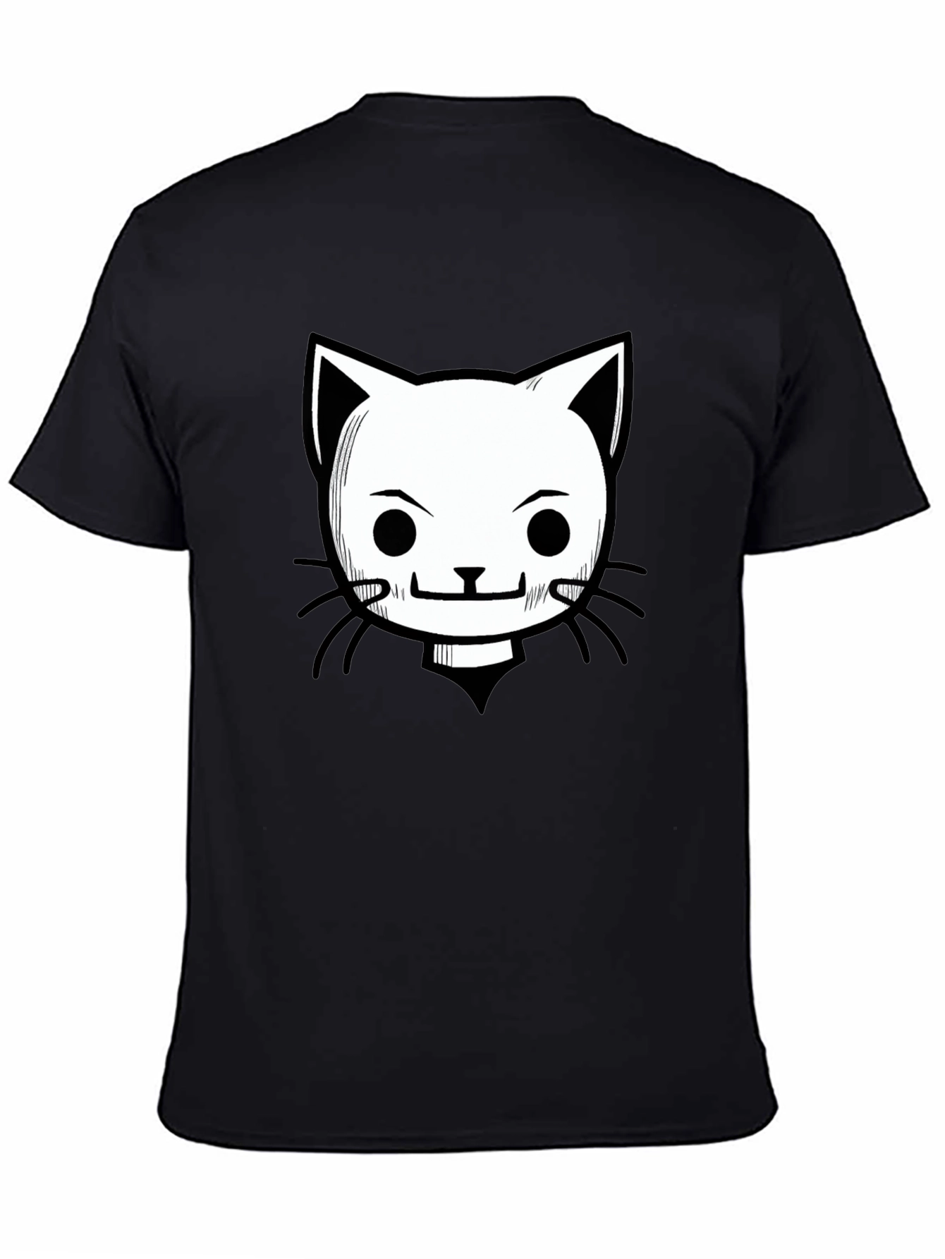 Camiseta Negra con Diseño de Gato Animado