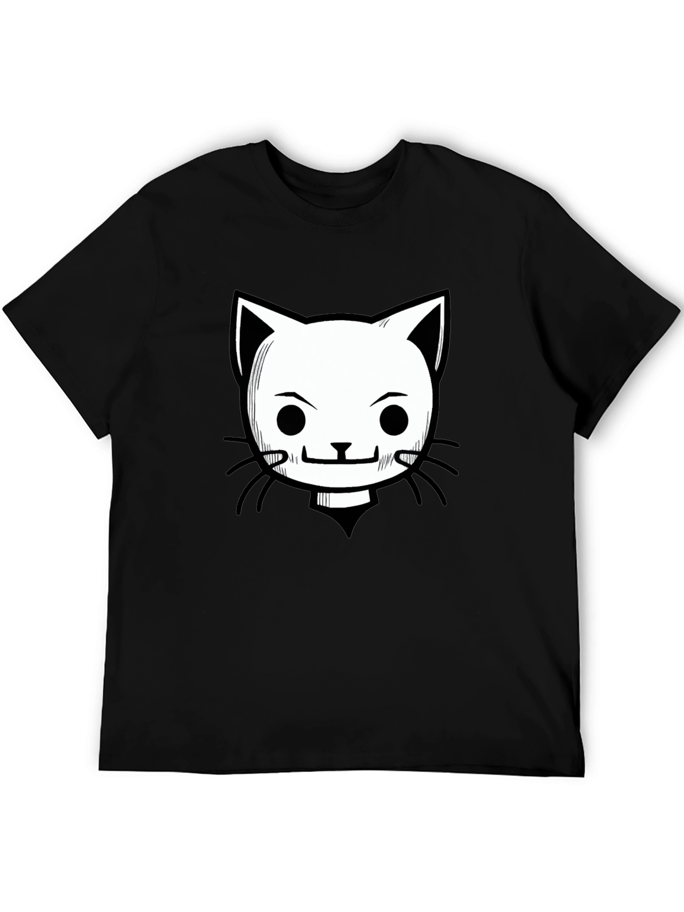 Camiseta Negra con Diseño de Gato Animado