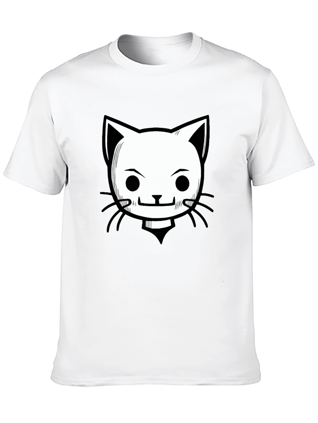 Camiseta Negra con Diseño de Gato Animado