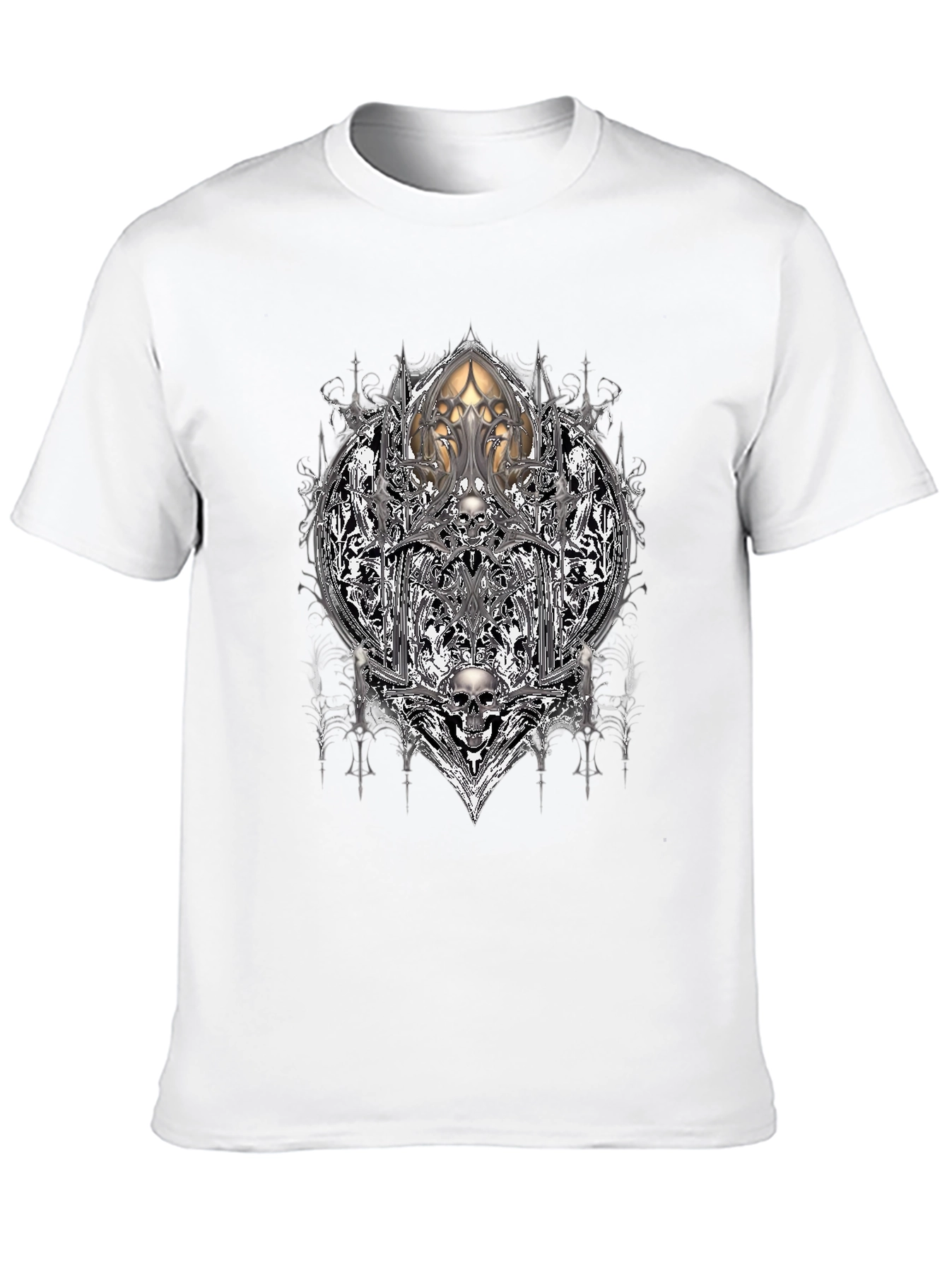Camiseta Negra con Diseño Gótico de Calaveras