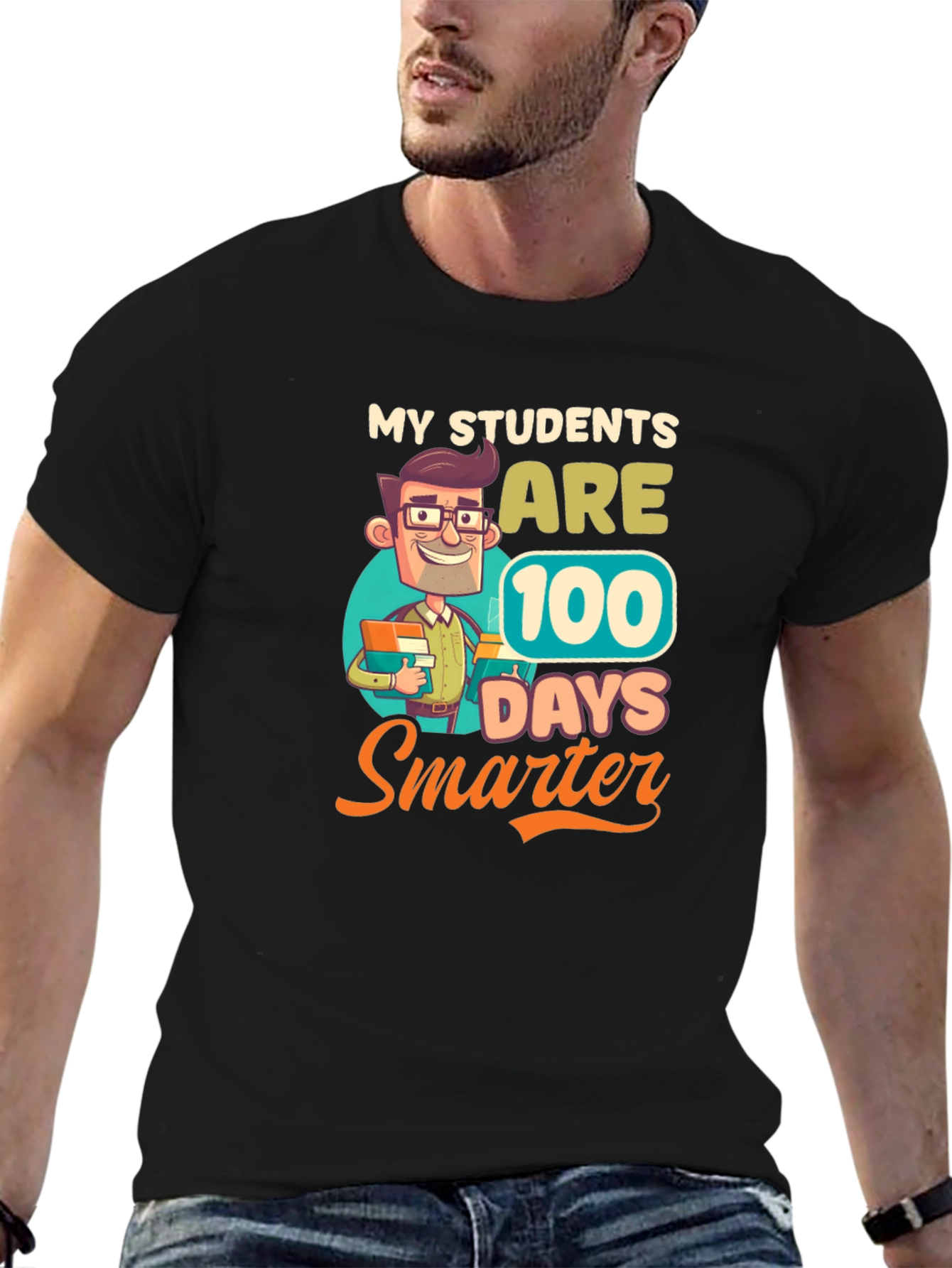 Camiseta Negra Divertida Mis Estudiantes 100 Días Más Inteligentes
