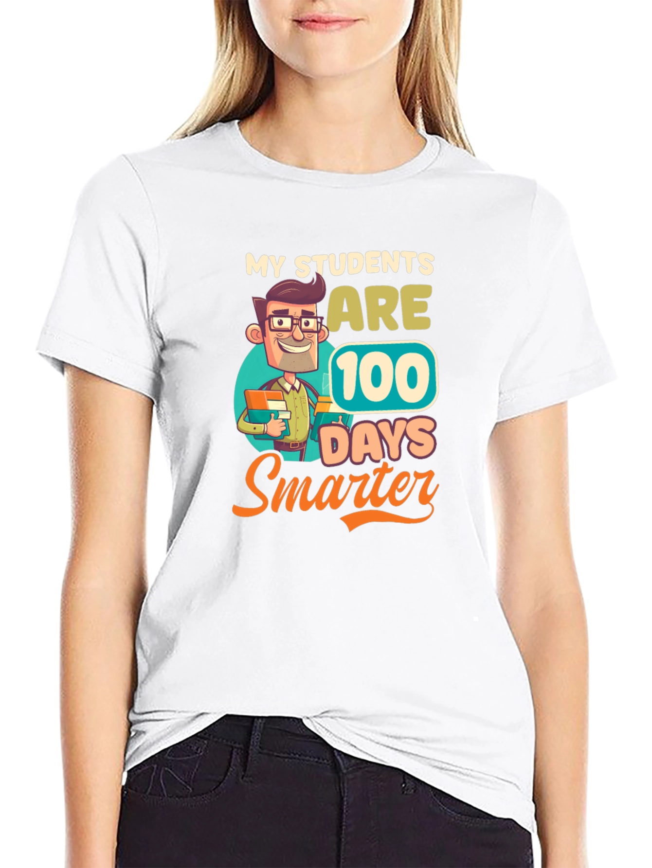 Camiseta Negra Divertida Mis Estudiantes 100 Días Más Inteligentes