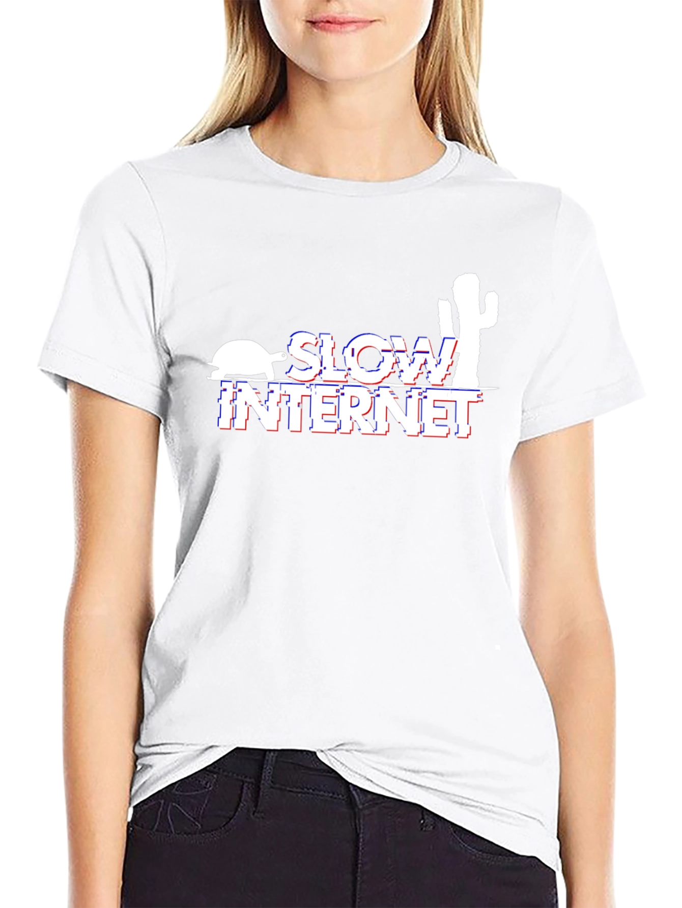 Camiseta Negra Slow Internet con Diseño Divertido