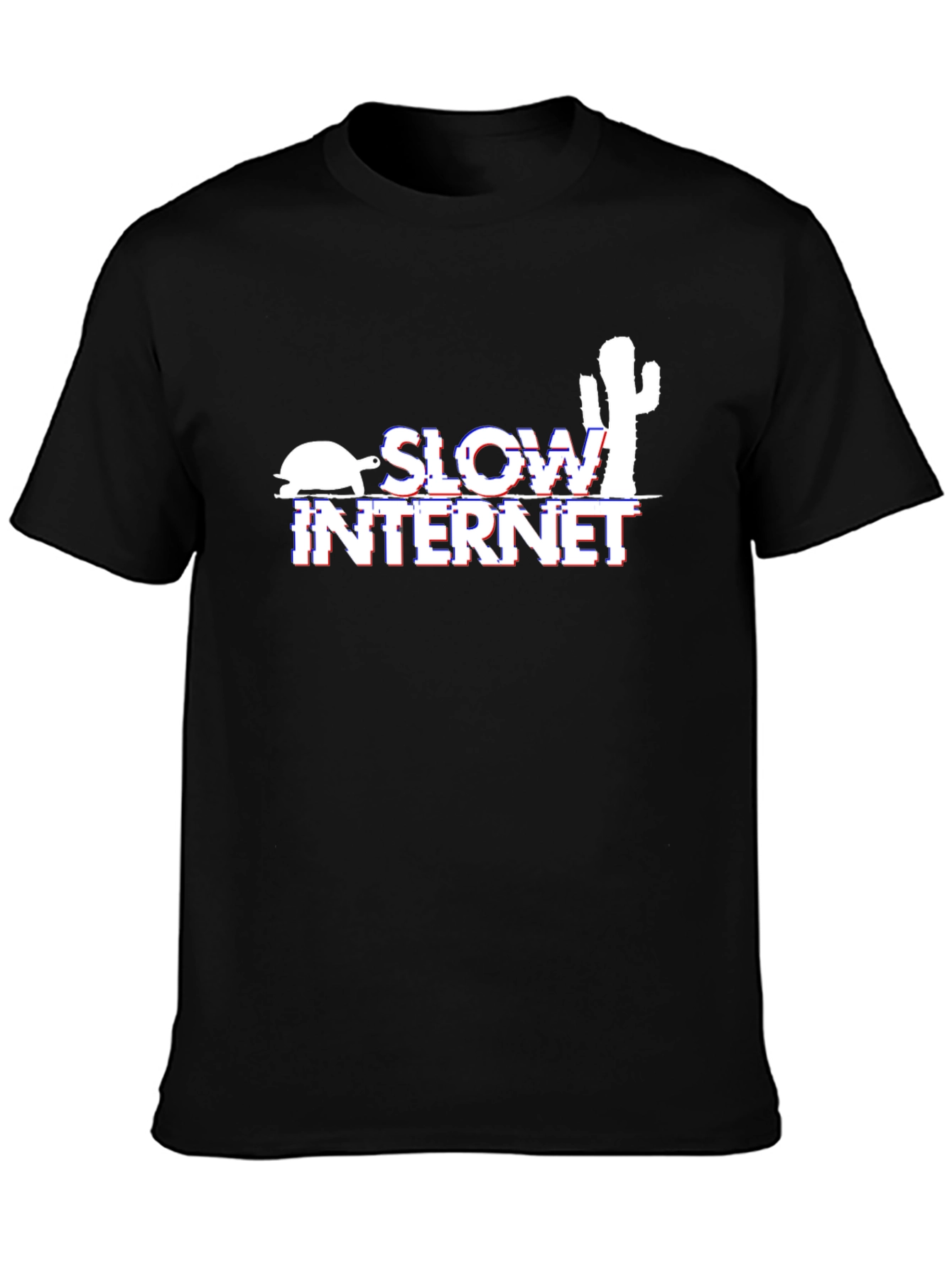 Camiseta Negra Slow Internet con Diseño Divertido