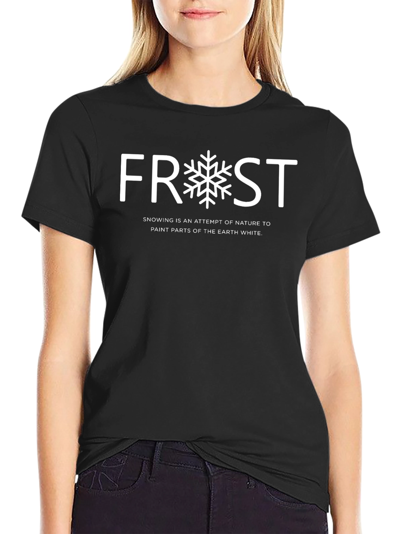 Camiseta Negra Frost con Diseño de Invierno