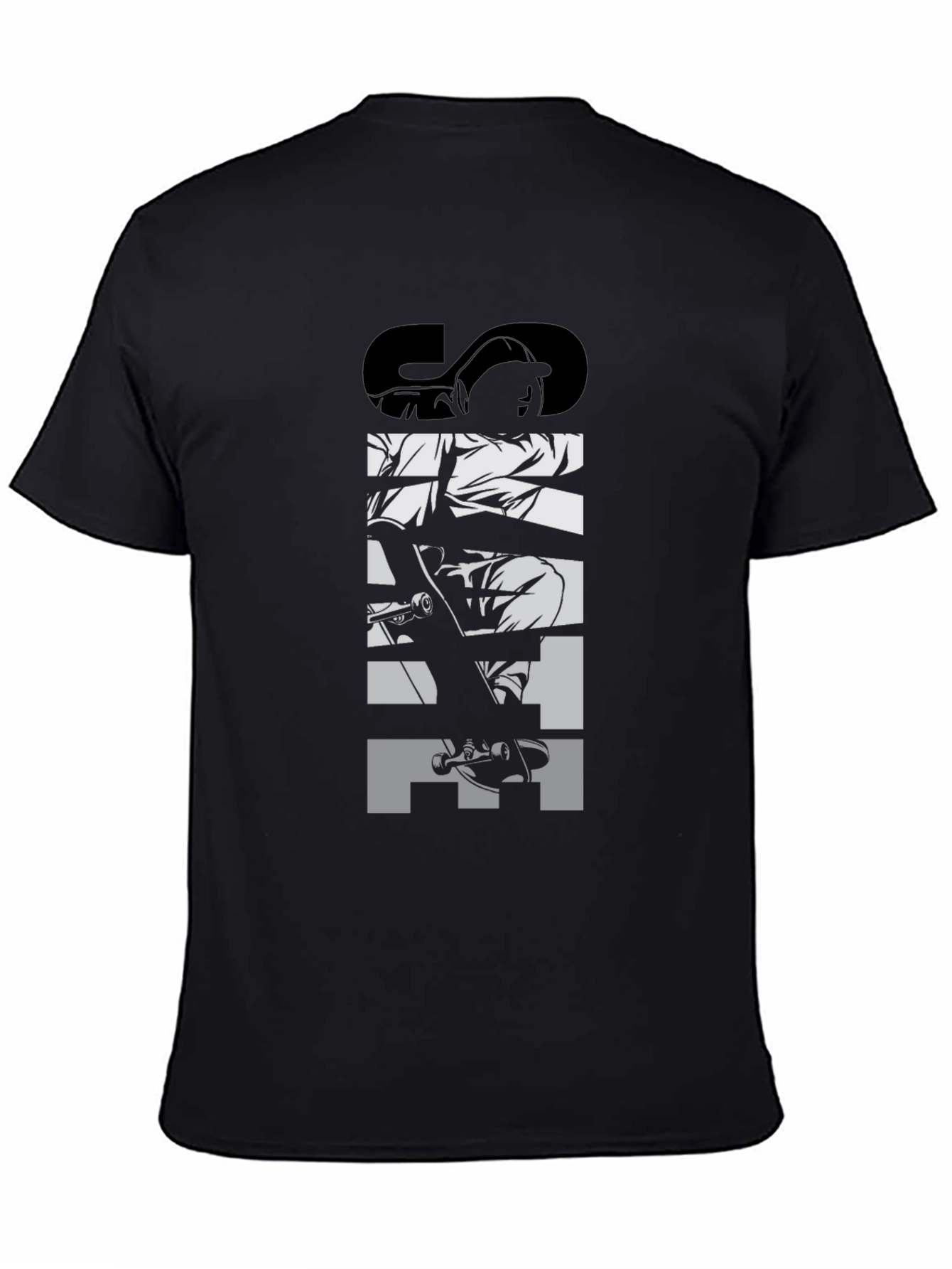 Camiseta Negra Skate Gráfica para Hombre