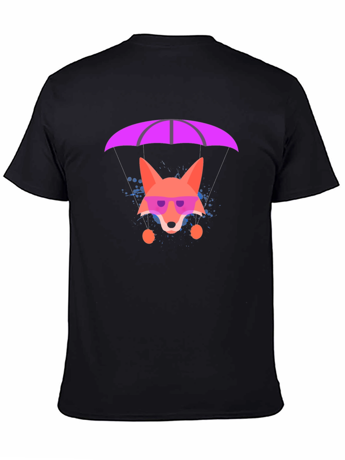 Camiseta Negra con Zorro Paracaidista