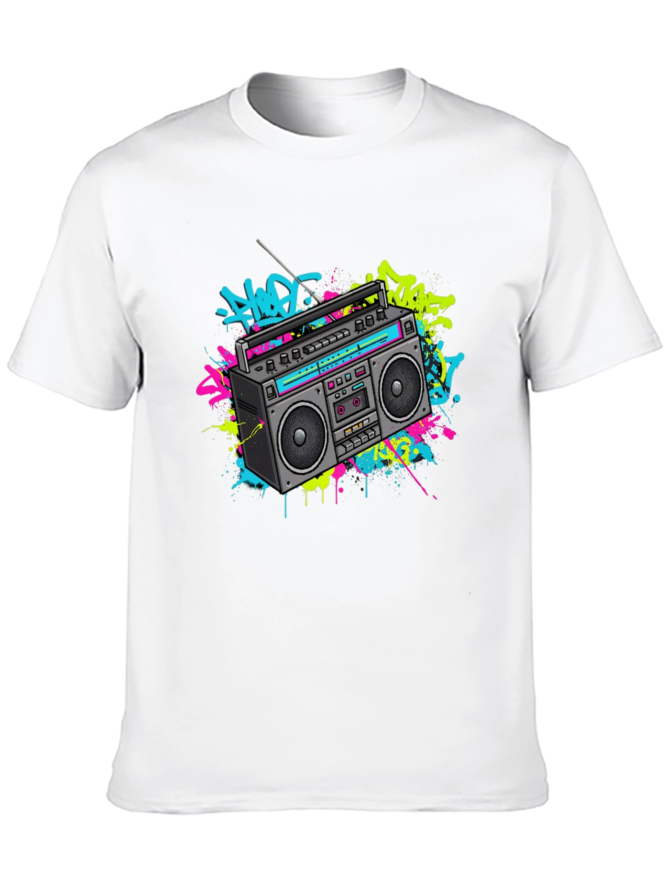 Camiseta Negra con Diseño Retro Radio