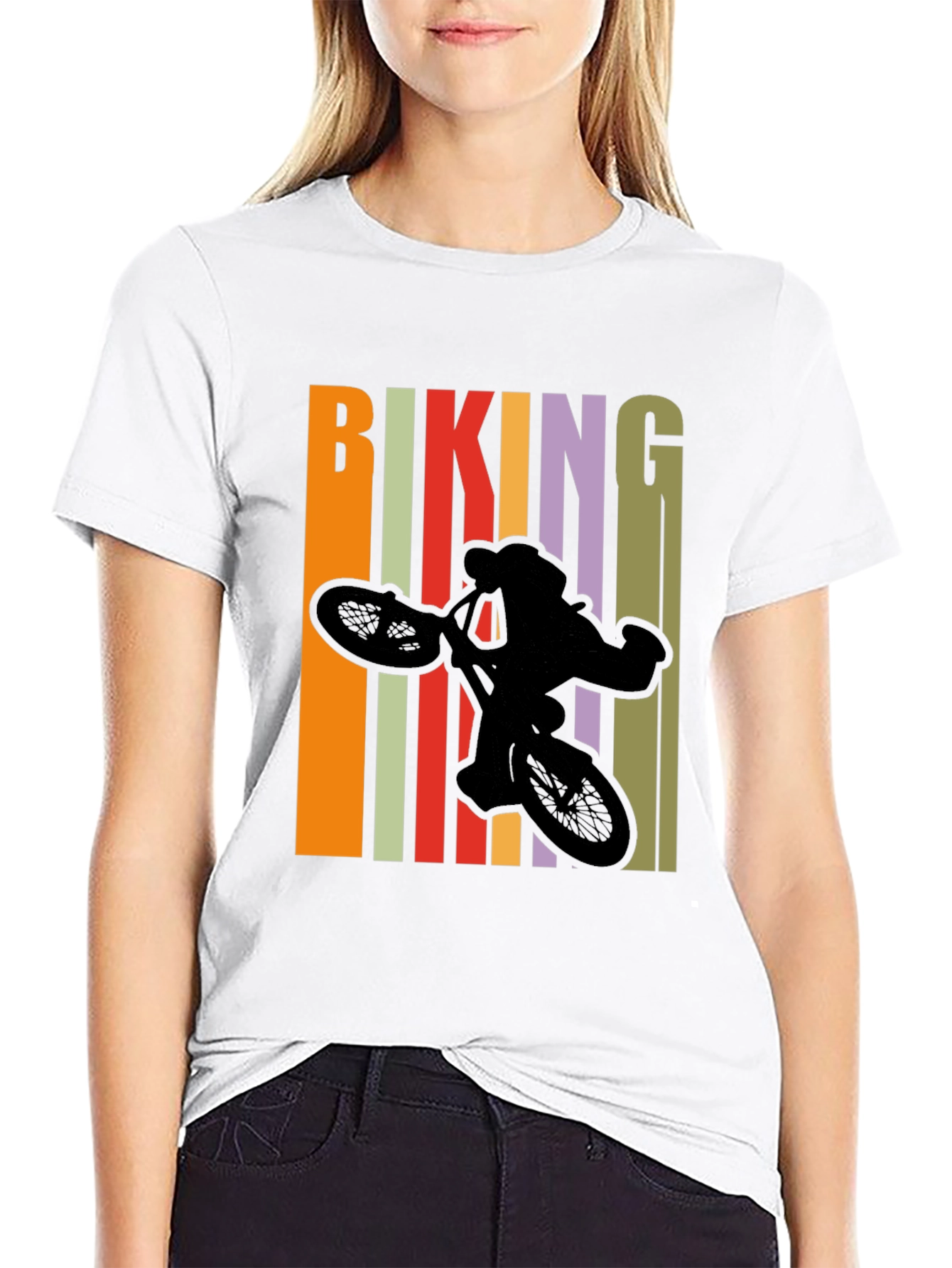 Camiseta Negra Biking Diseño Retro