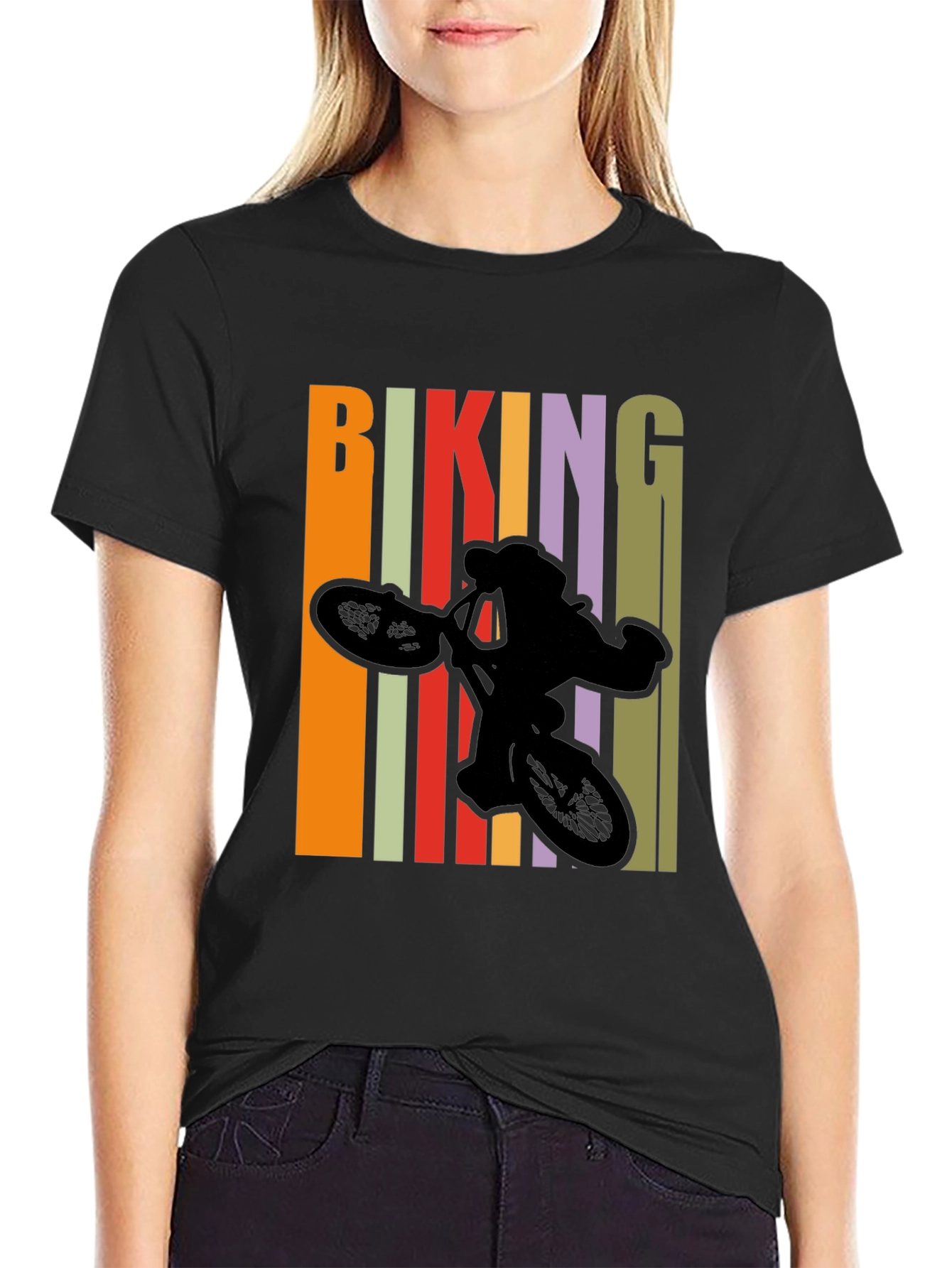 Camiseta Negra Biking Diseño Retro