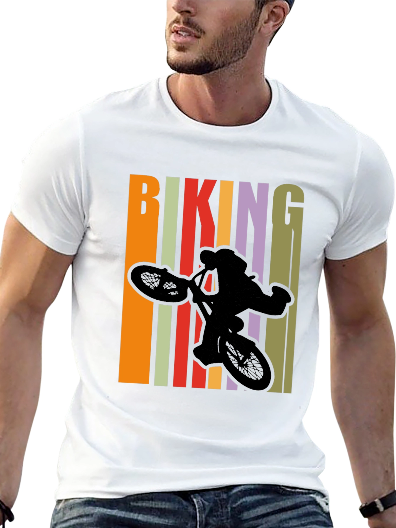 Camiseta Negra Biking Diseño Retro
