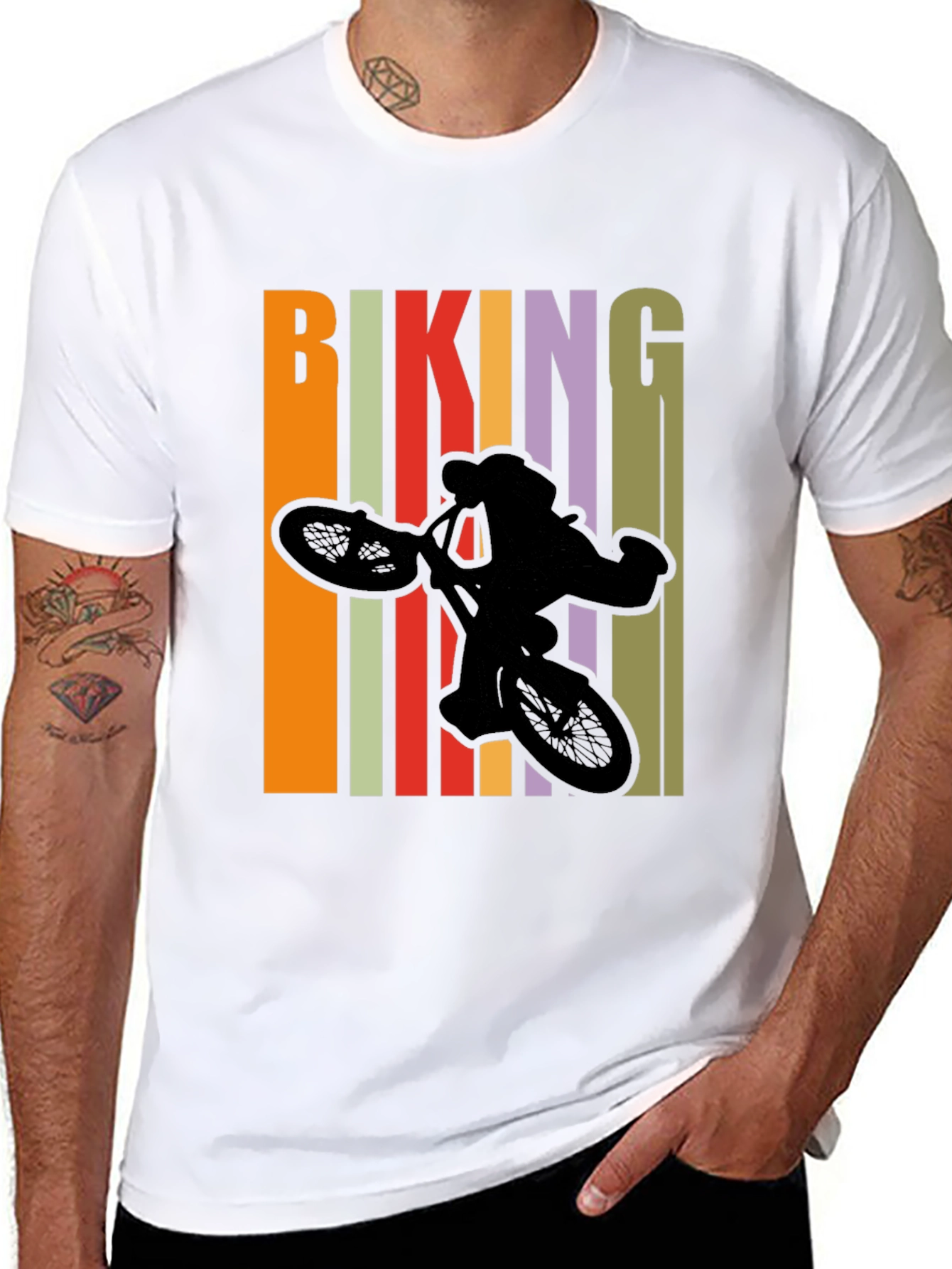 Camiseta Negra Biking Diseño Retro