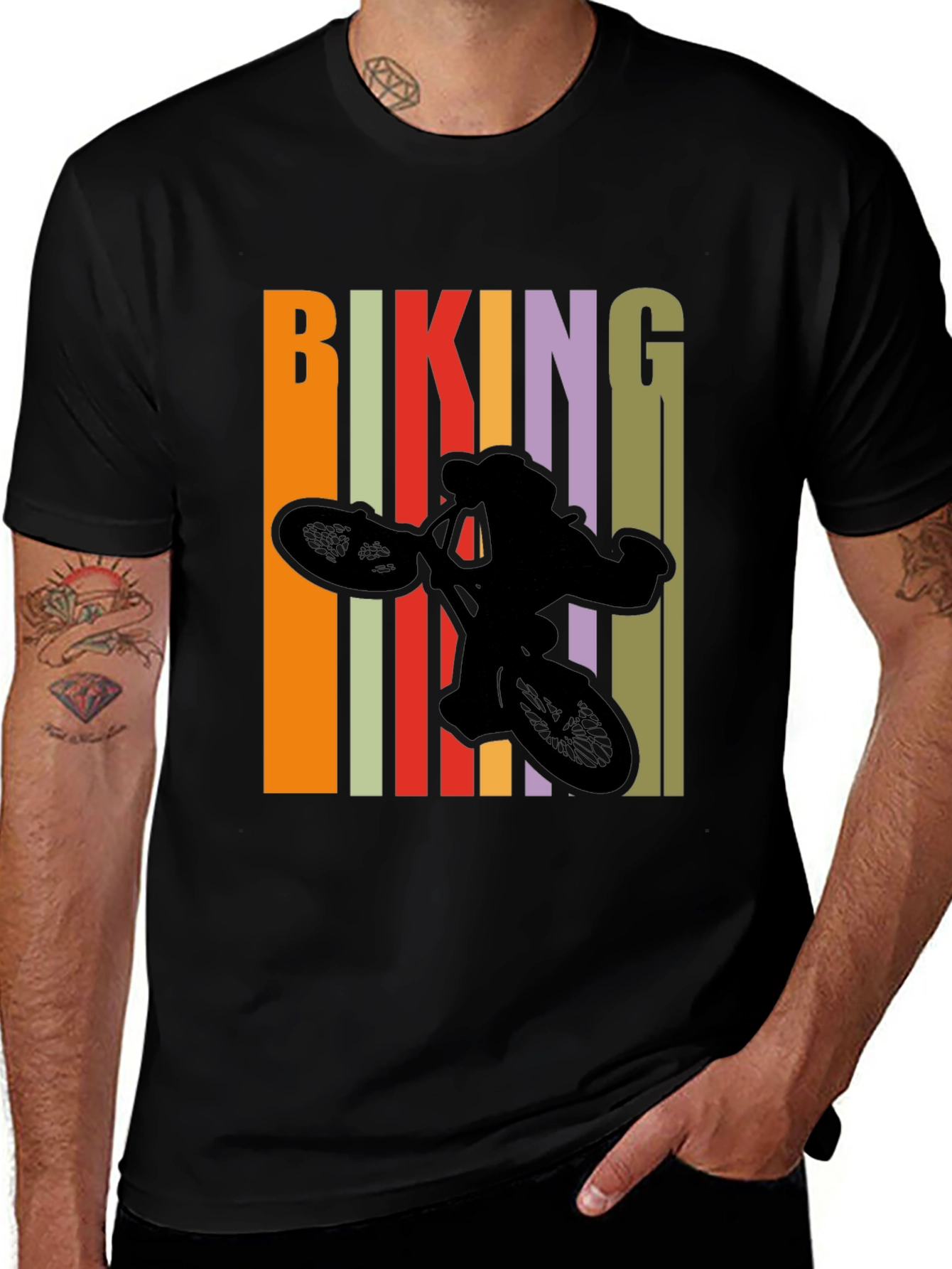 Camiseta Negra Biking Diseño Retro