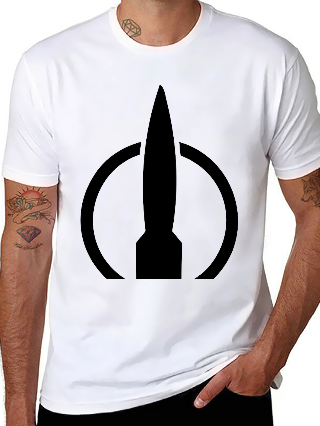 Camiseta Negra con Logo de Cohete