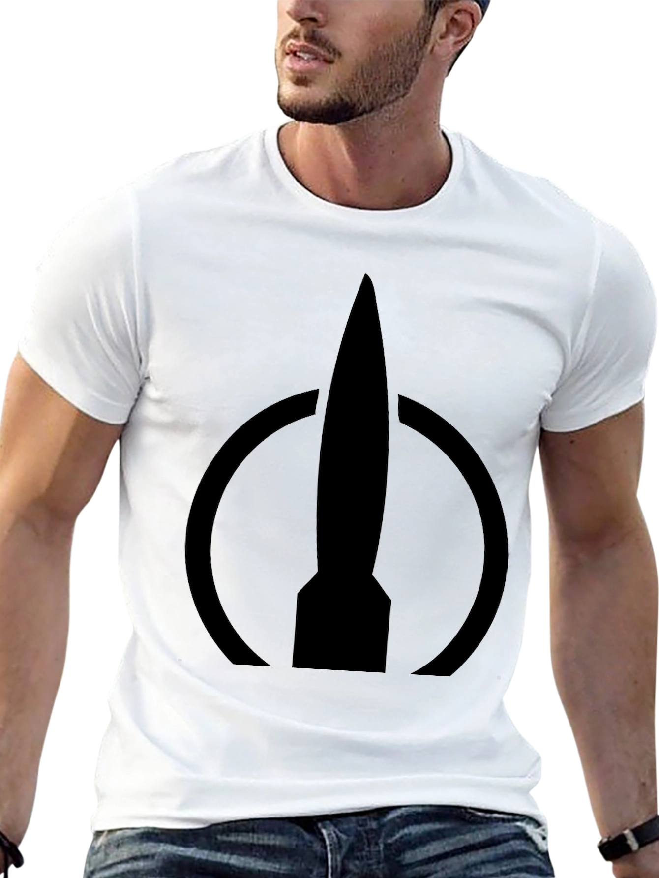 Camiseta Negra con Logo de Cohete