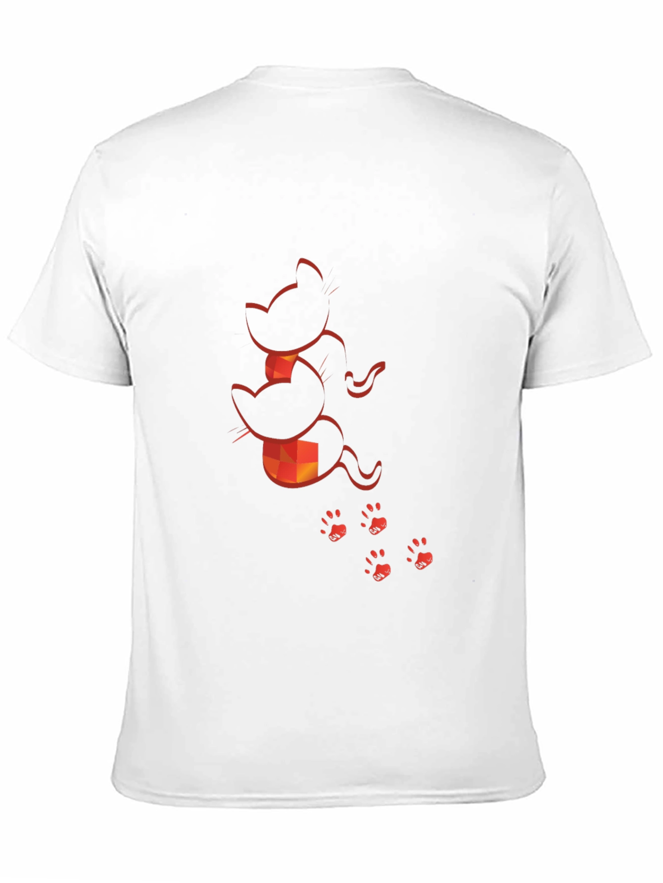 Camiseta Negra con Diseño de Gatos Naranja