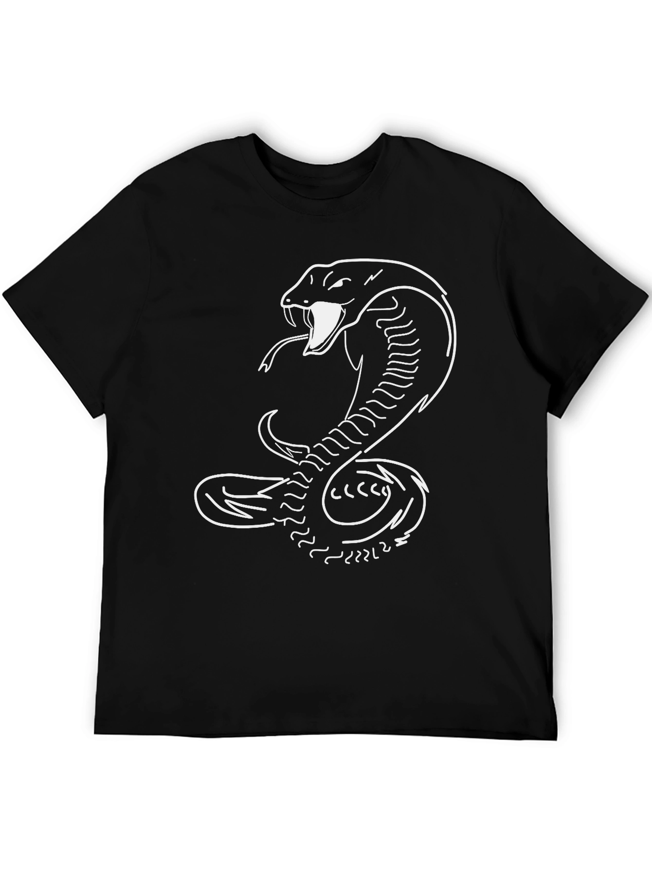 Camiseta Negra con Estampado de Cobra Blanca