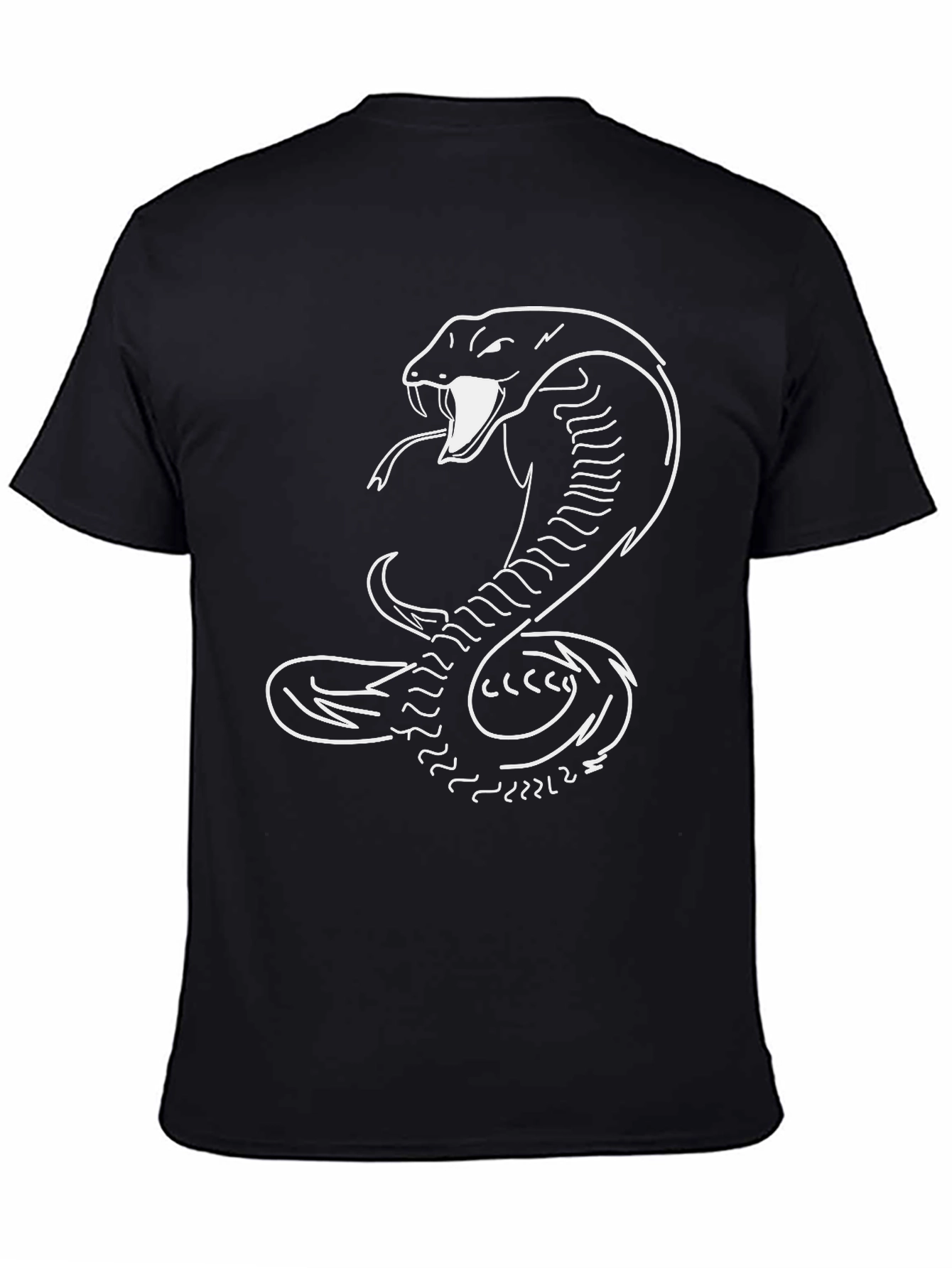 Camiseta Negra con Estampado de Cobra Blanca
