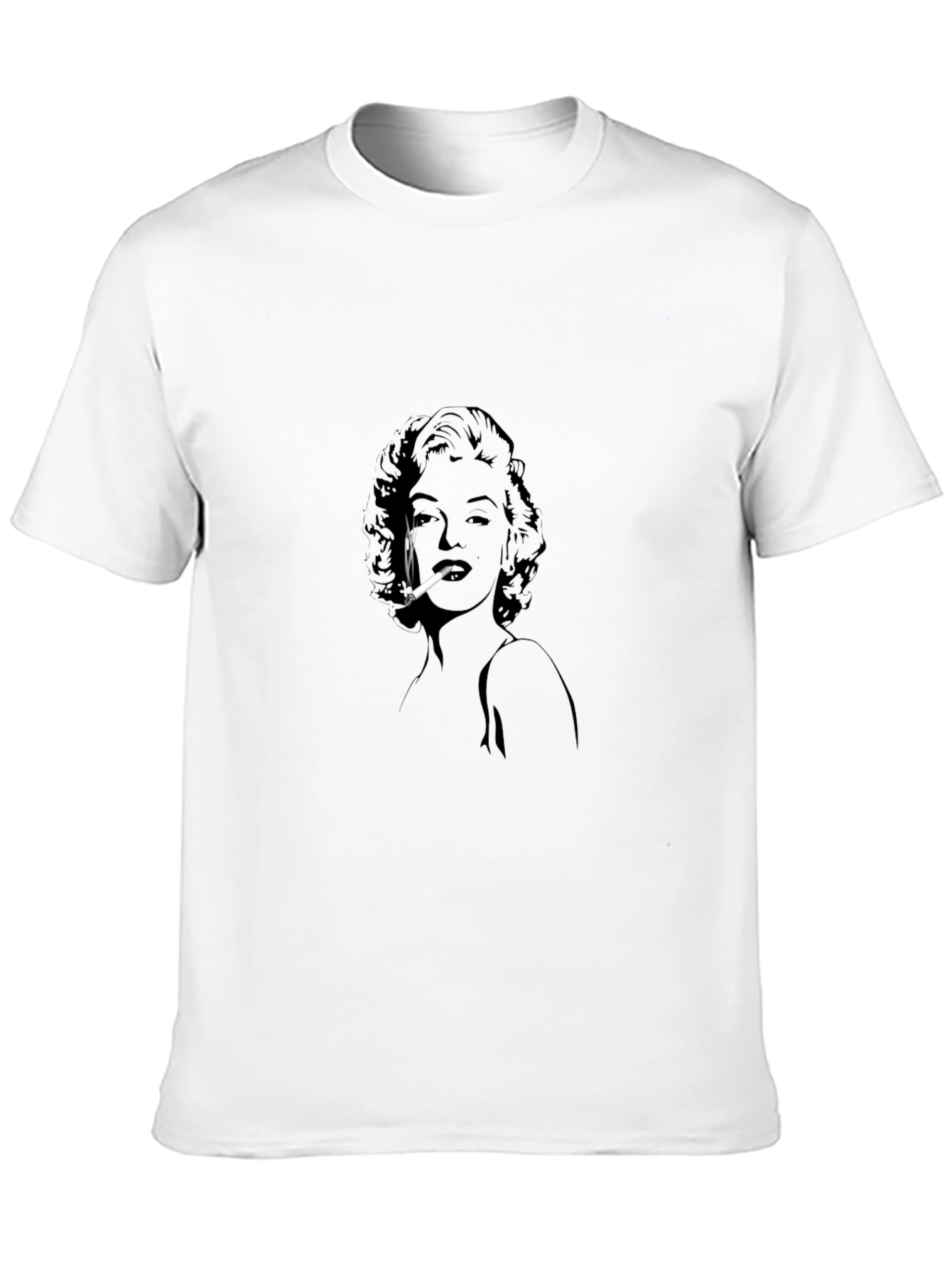 Camiseta Negra con Diseño de Marilyn Monroe Fumando