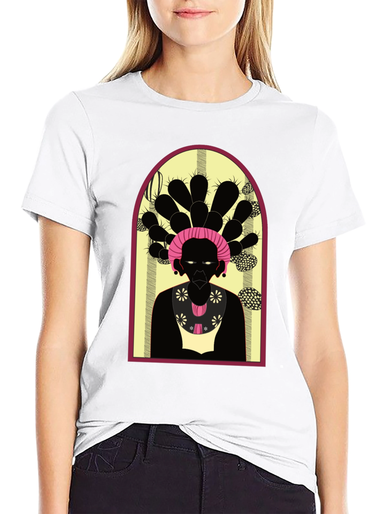 Camiseta Negra con Diseño Artístico Abstracto