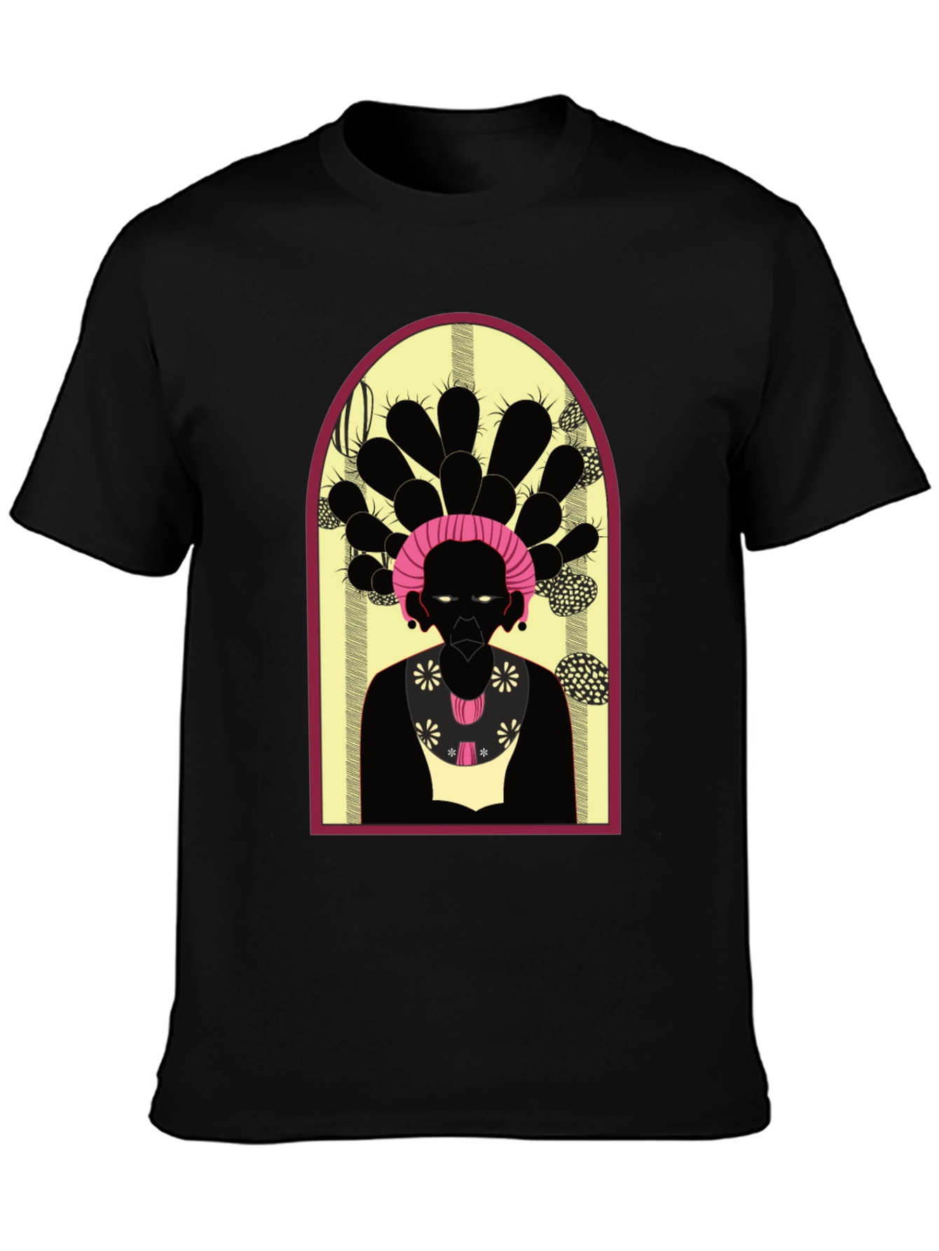 Camiseta Negra con Diseño Artístico Abstracto