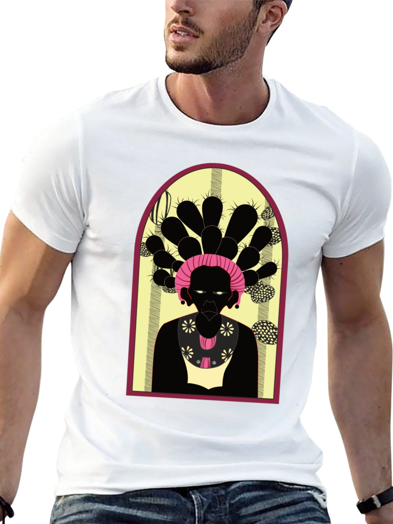 Camiseta Negra con Diseño Artístico Abstracto