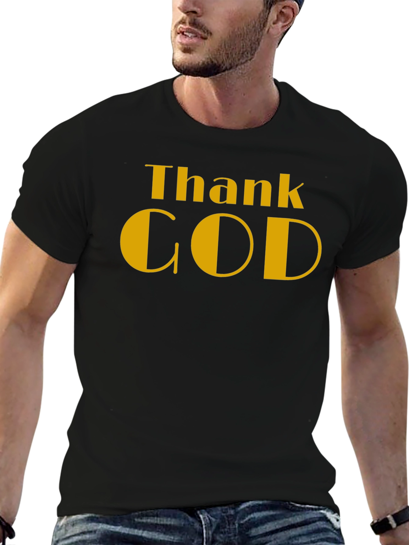Camiseta Negra Thank God - Estilo y Gratitud
