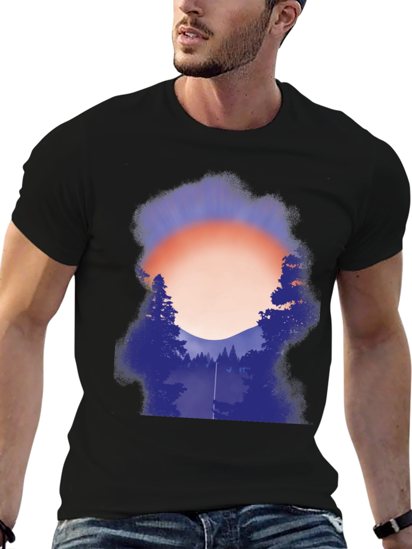 Camiseta Gráfica Hombre - Atardecer en el Bosque
