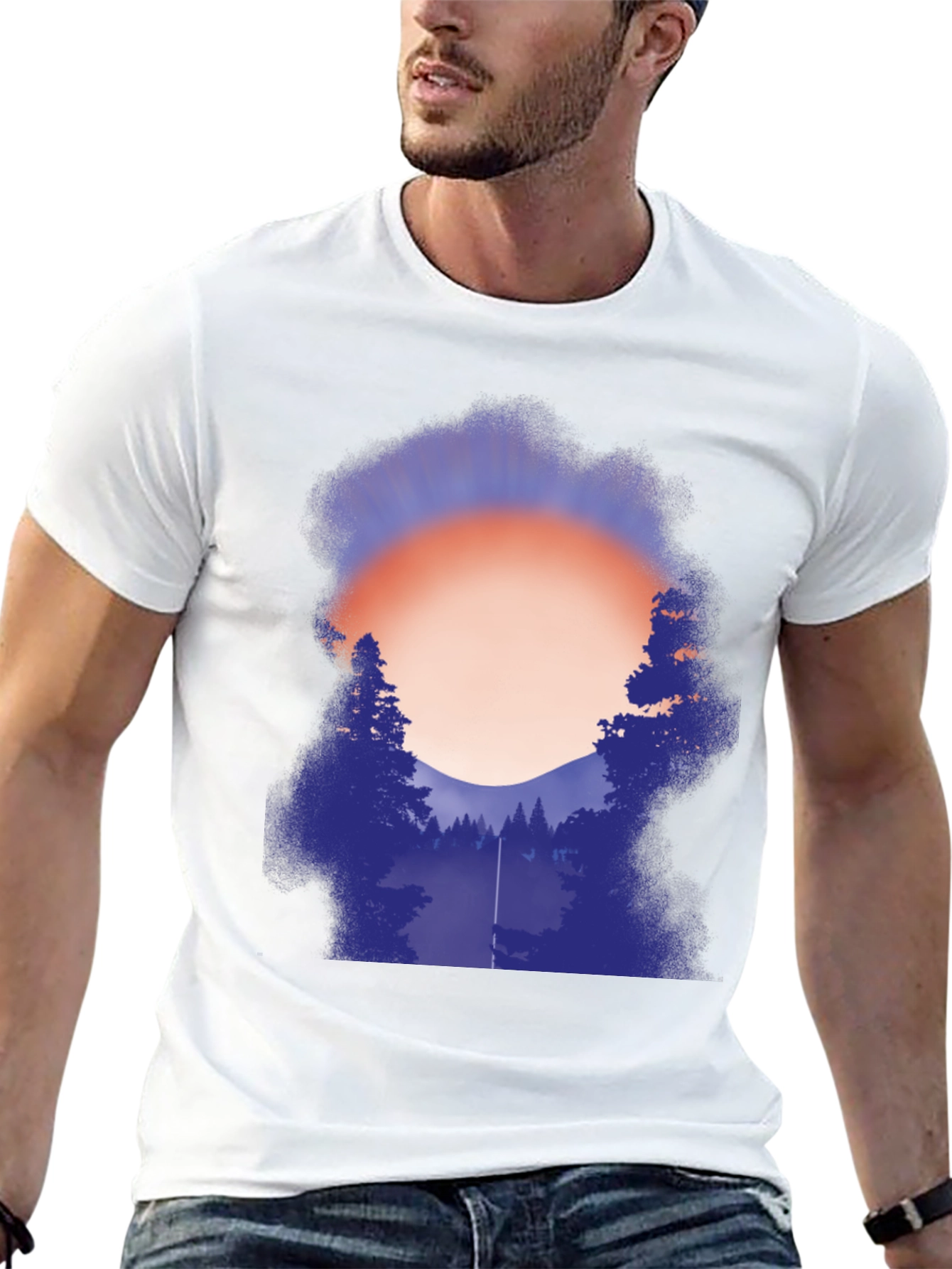 Camiseta Gráfica Hombre - Atardecer en el Bosque