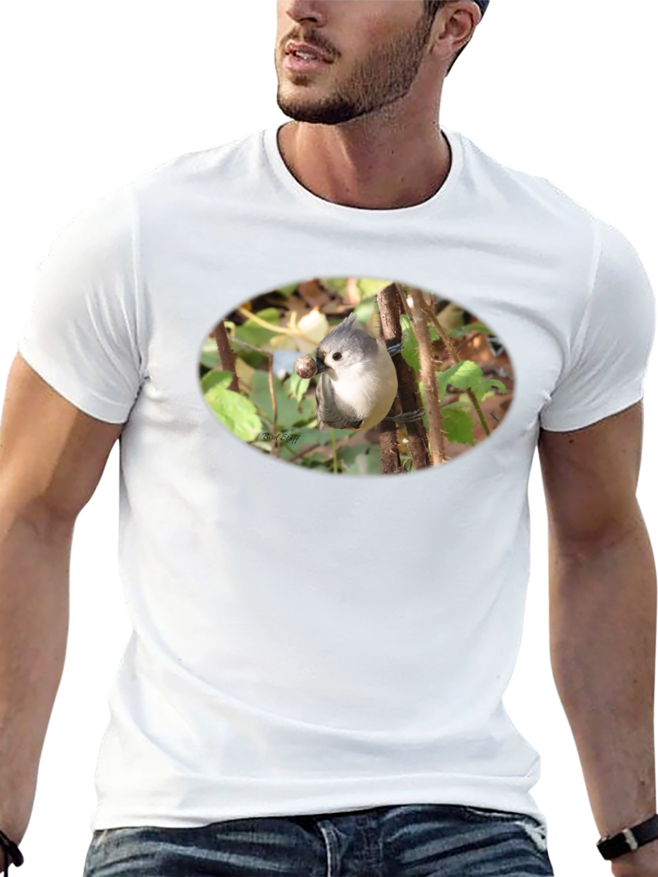 Camiseta Negra con Diseño de Ave Silvestre