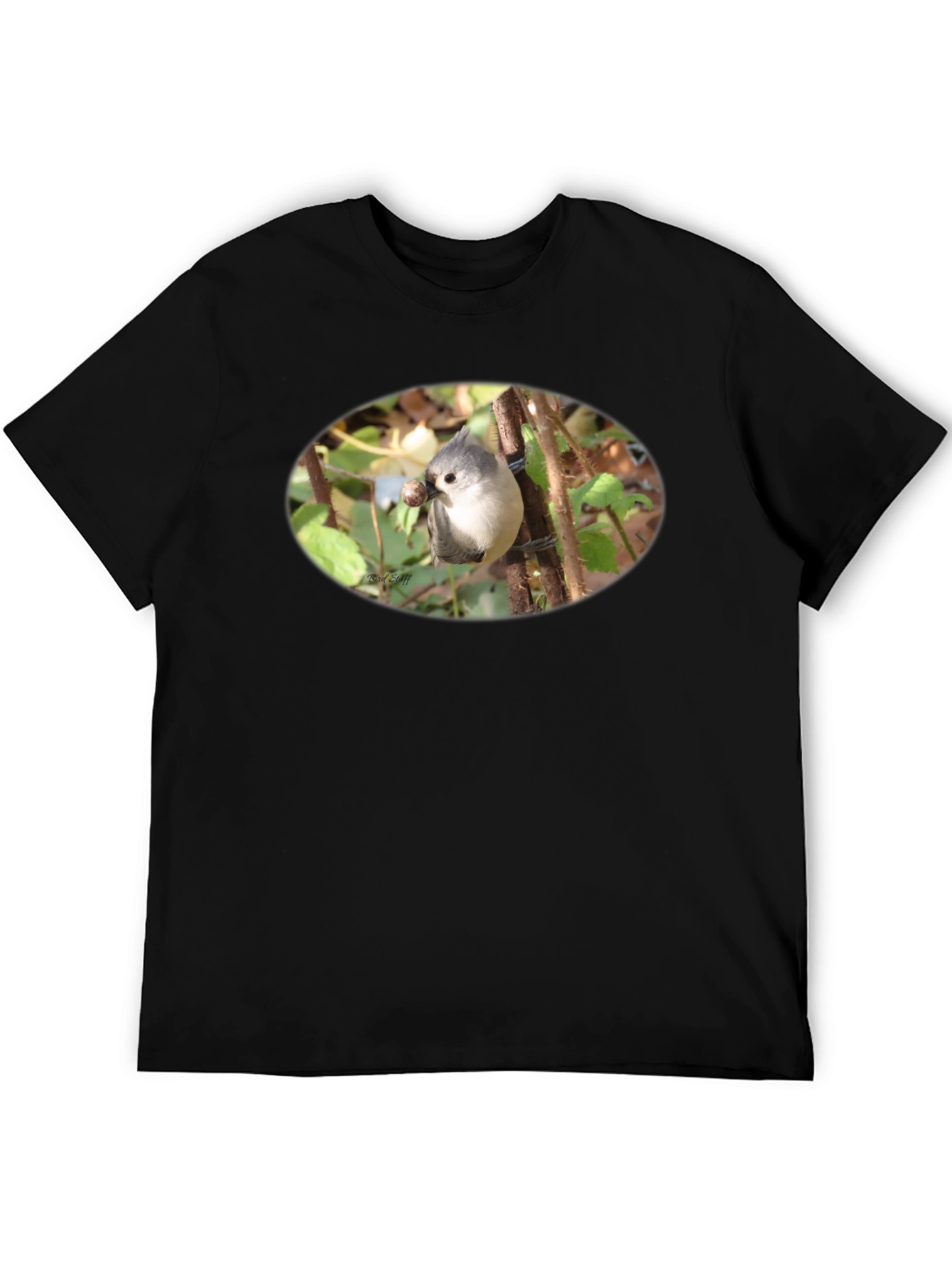 Camiseta Negra con Diseño de Ave Silvestre