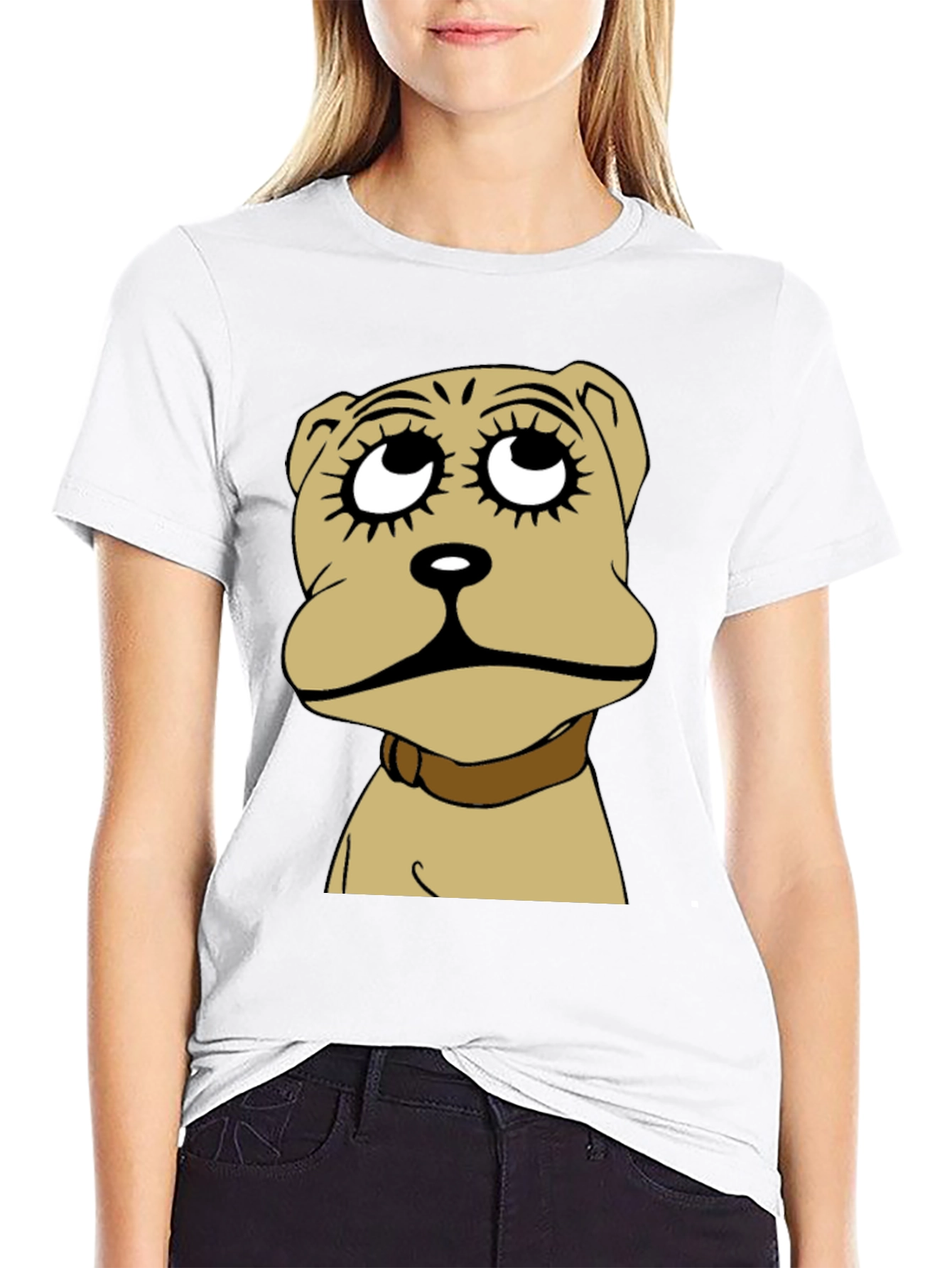 Camiseta Negra con Diseño de Perro Animado