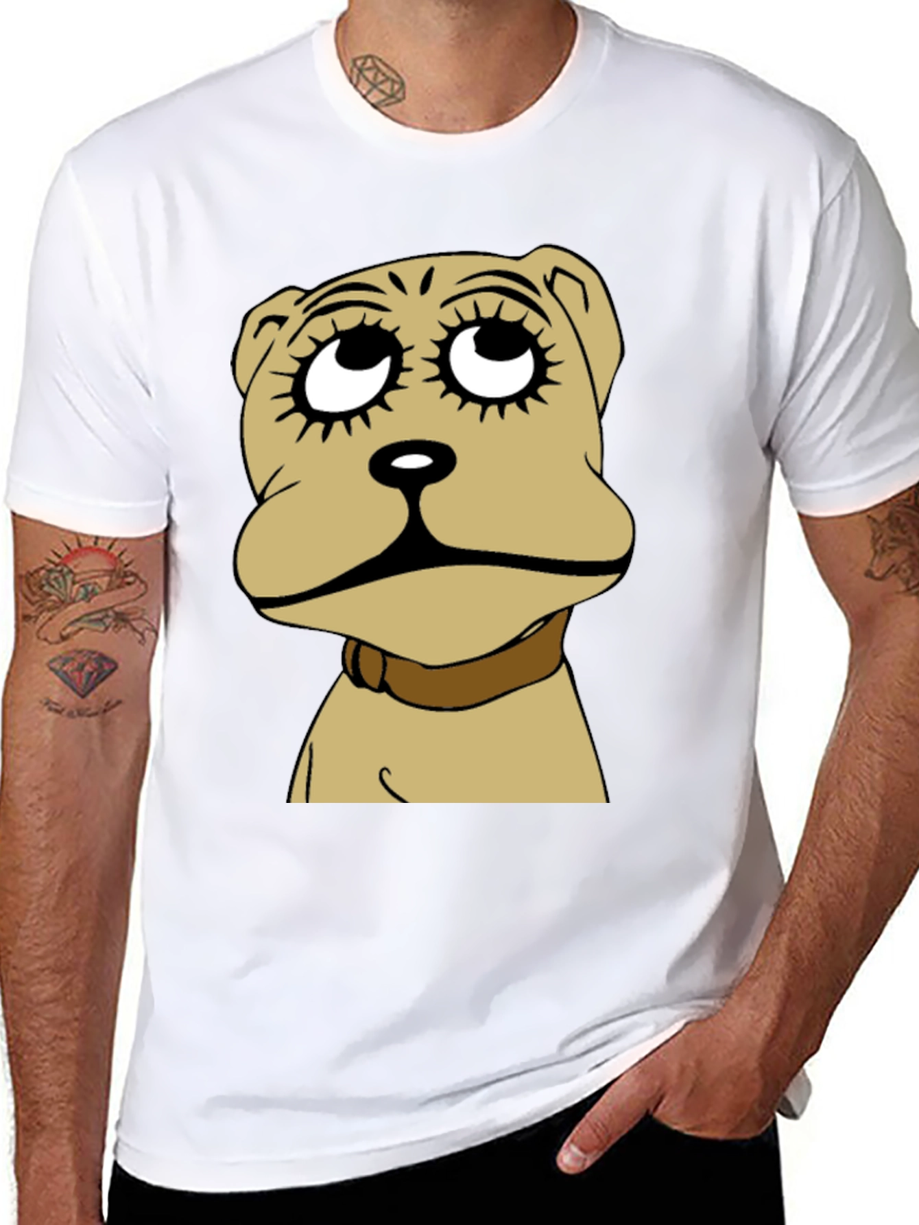 Camiseta Negra con Diseño de Perro Animado