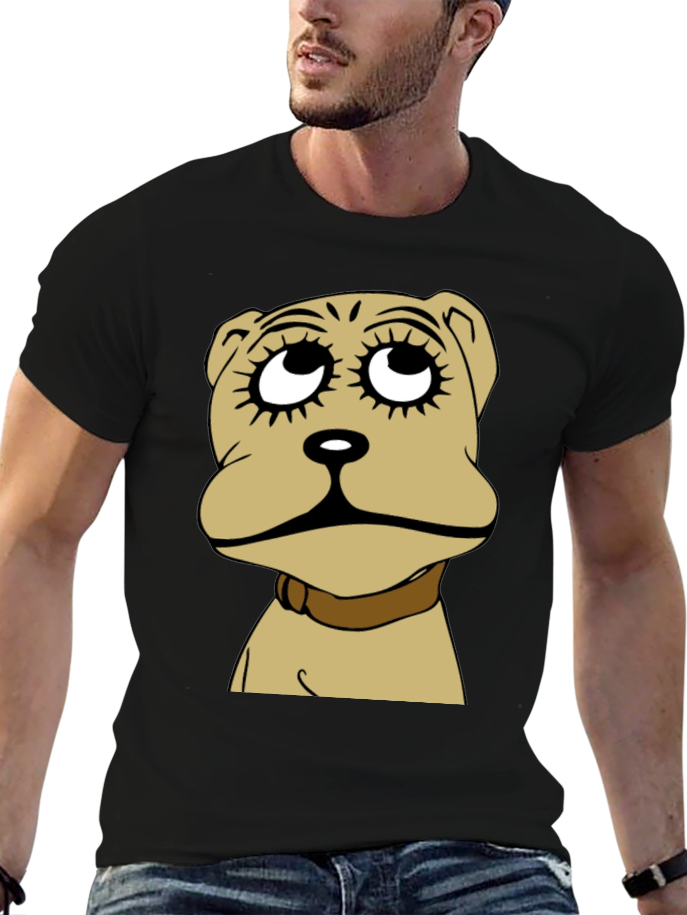 Camiseta Negra con Diseño de Perro Animado